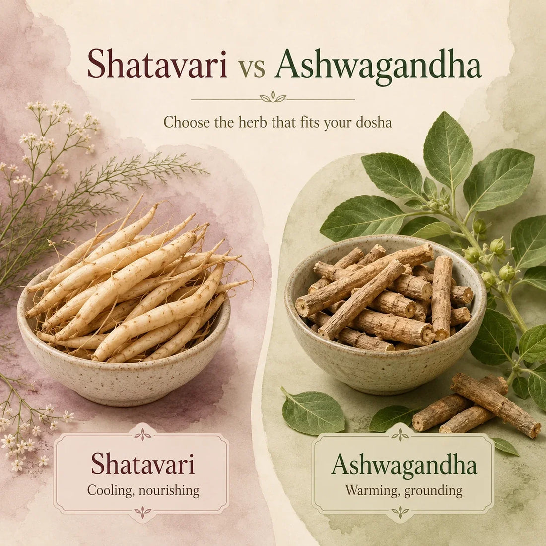 Shatavari vs. Ashwagandha: A Dosha-Based Guide to Choosing the Right Herb