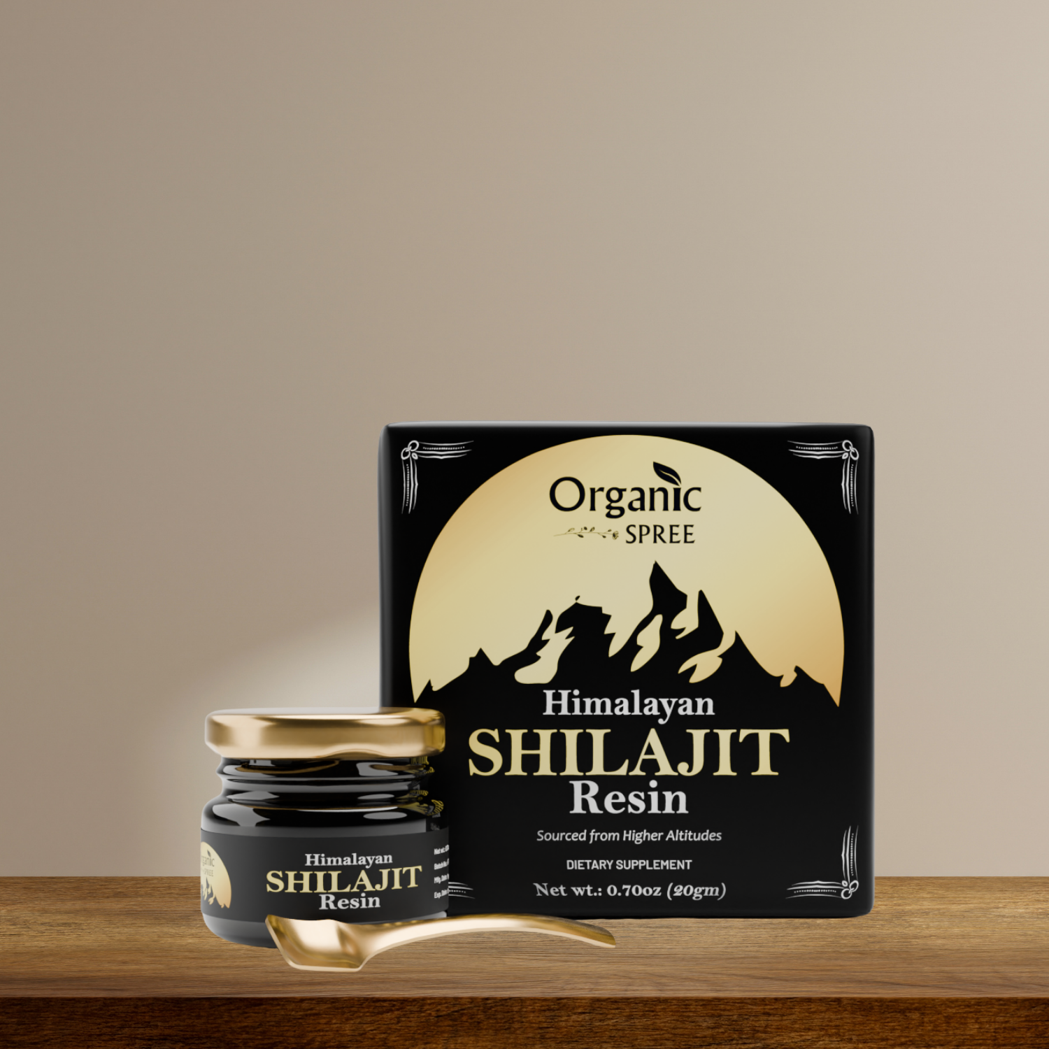 Organic Spree Pure Himalayan Shilajit Resin 20gm (0.70oz) 85+ Trace Minerals, More Than 75% Fulvic Acid