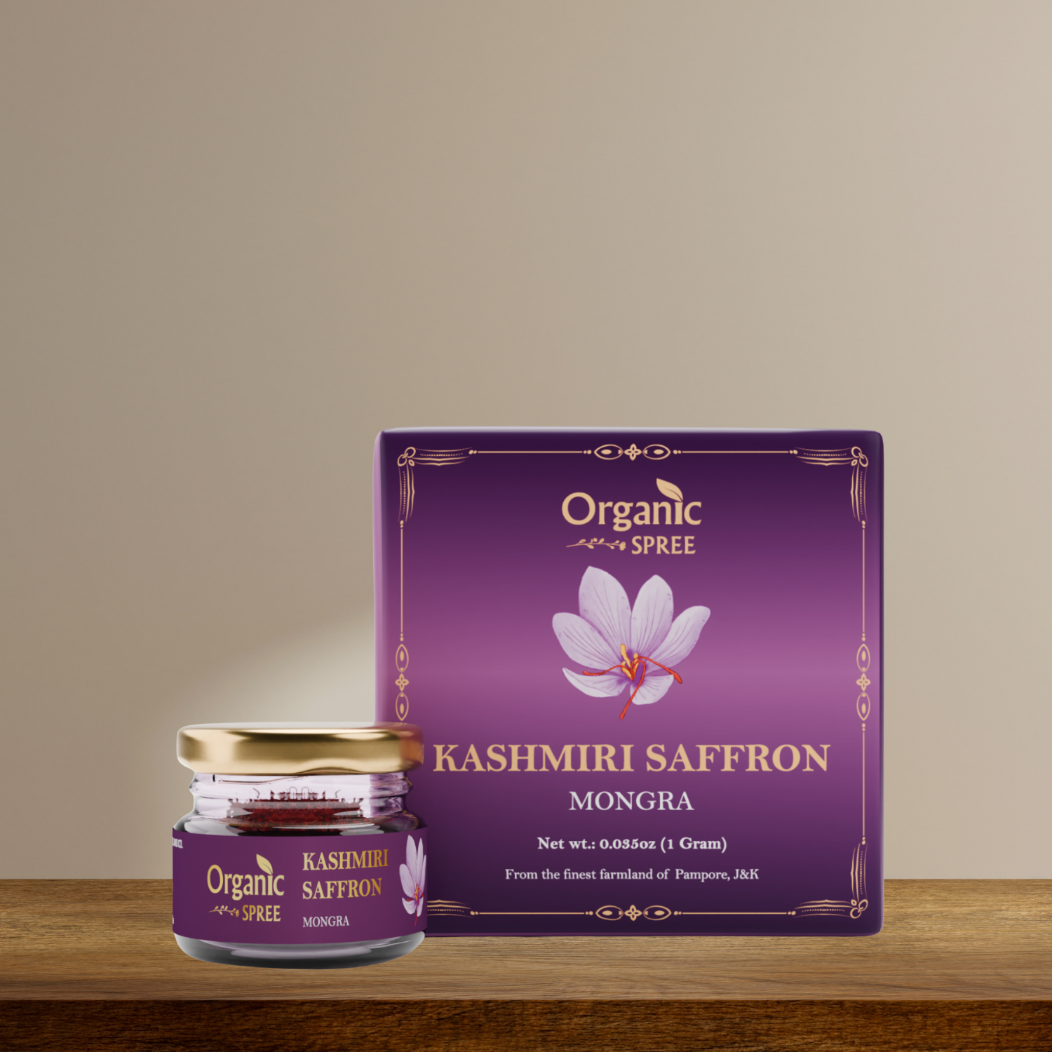 Organic Spree Kashmiri Saffron 1gm (0.035oz) - NPOP Certified