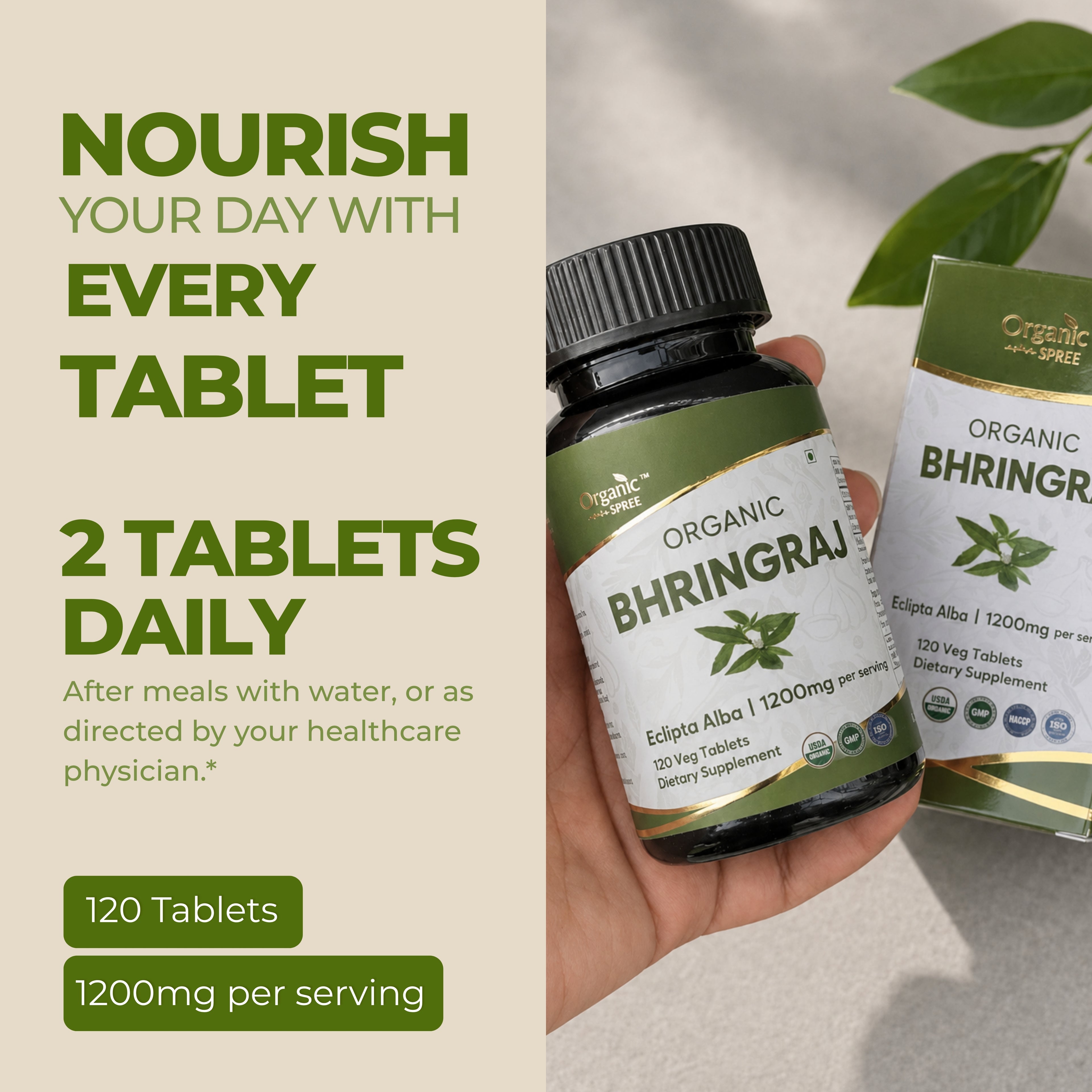 Organic Spree Bhringraj 120 Tablets - Organic Certified