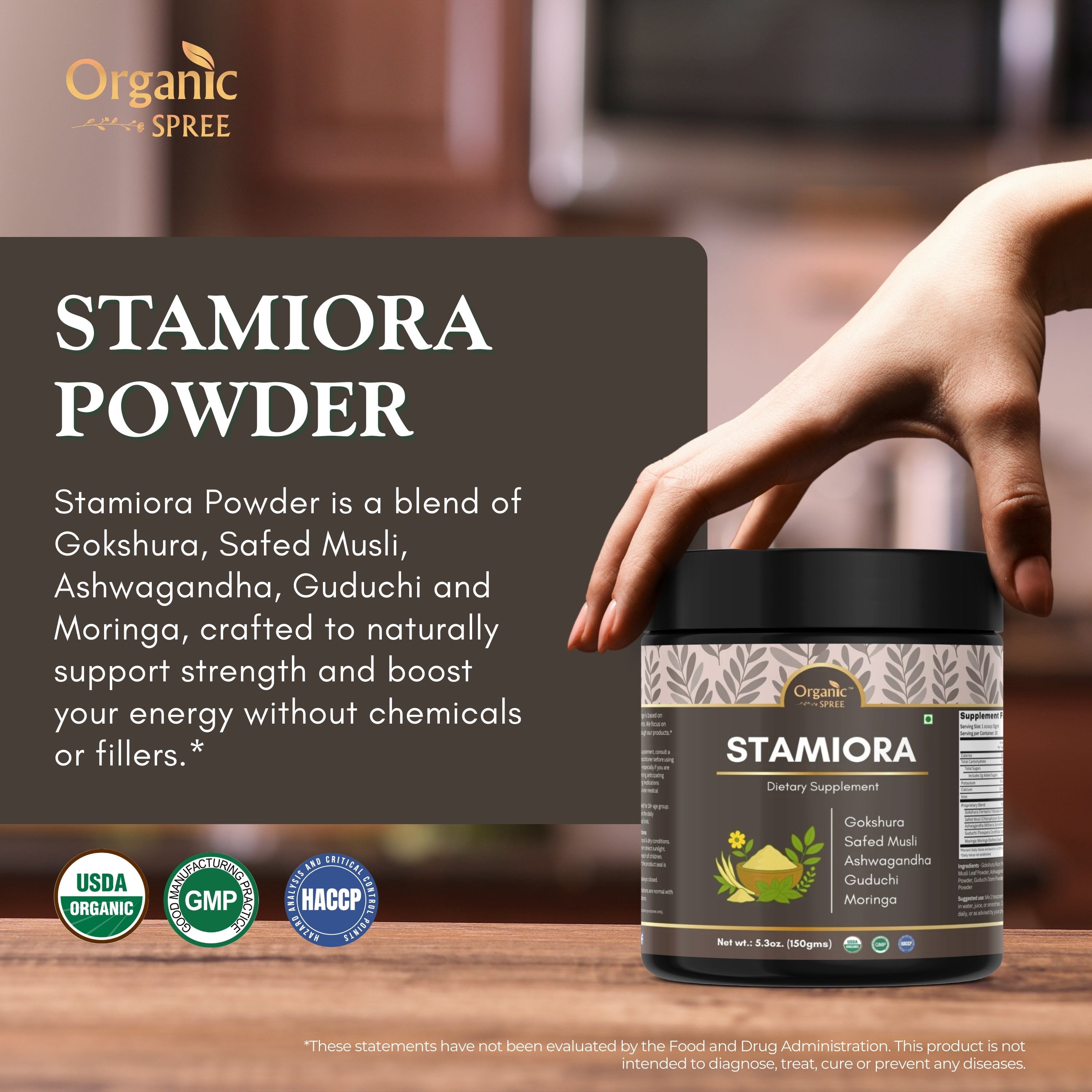 Organic Spree Stamiora Powder – 150 g (5.3 oz) | USDA Organic Certified