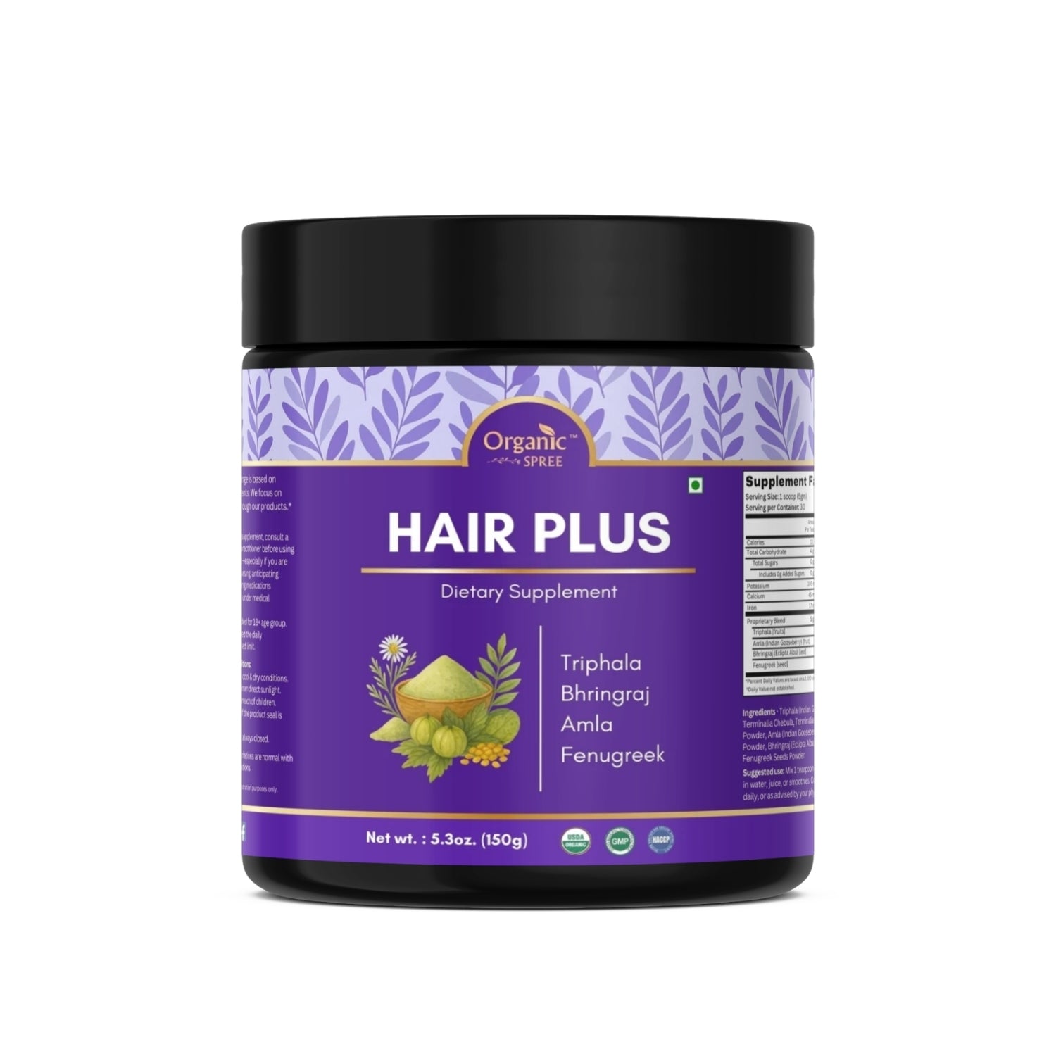 Organic Spree Hair Plus Powder – 150 gm (5.3oz) | USDA Organic Certified