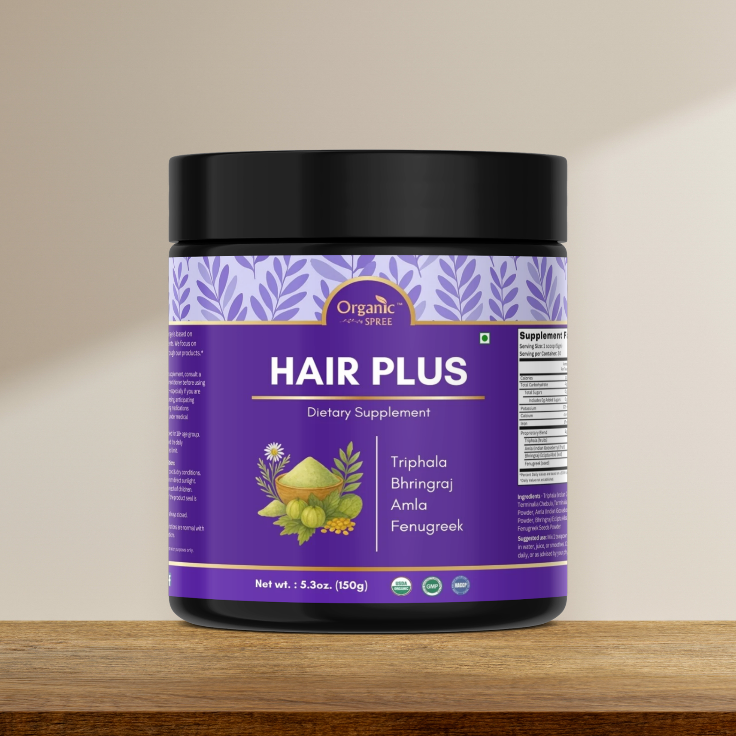 Organic Spree Hair Plus Powder – 150 gm (5.3oz) | USDA Organic Certified