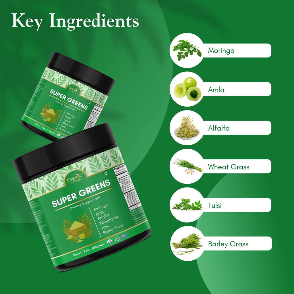 Organic Spree Super Greens Powder – 150 gm (5.3oz) | USDA Organic Certified
