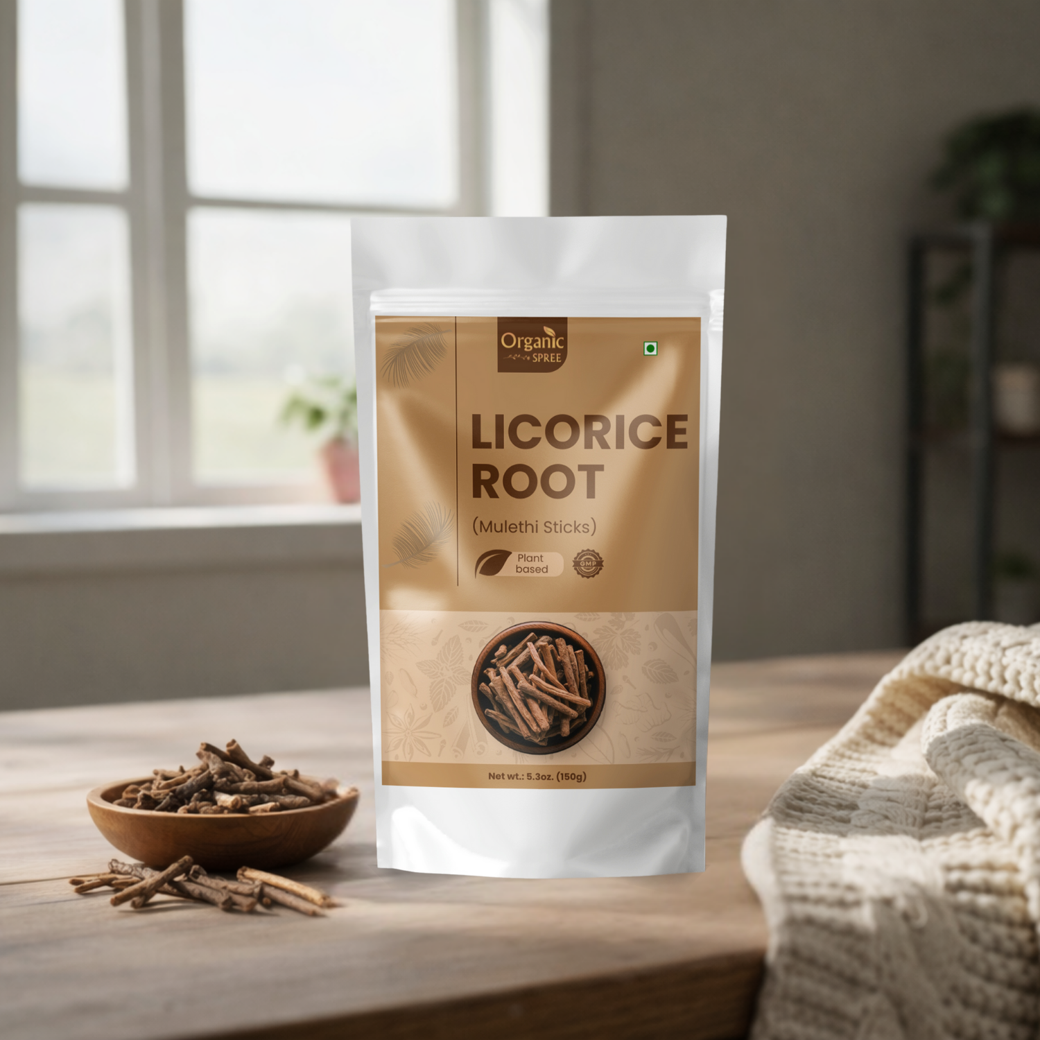 Organic Spree Licorice Root (Mulethi Sticks) - 5.3oz (150gm)