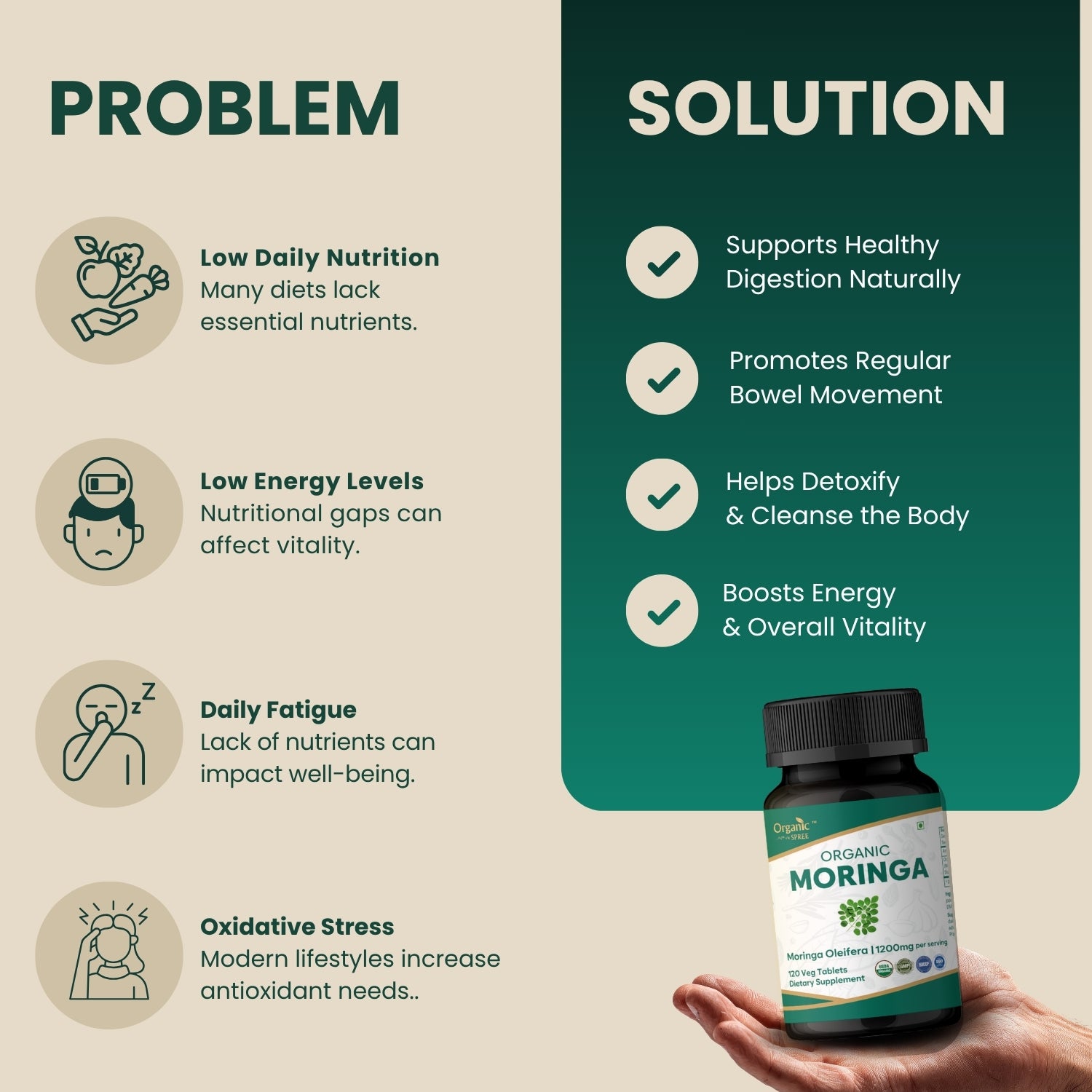 Organic Spree Moringa 120 Tablets - Organic Certified