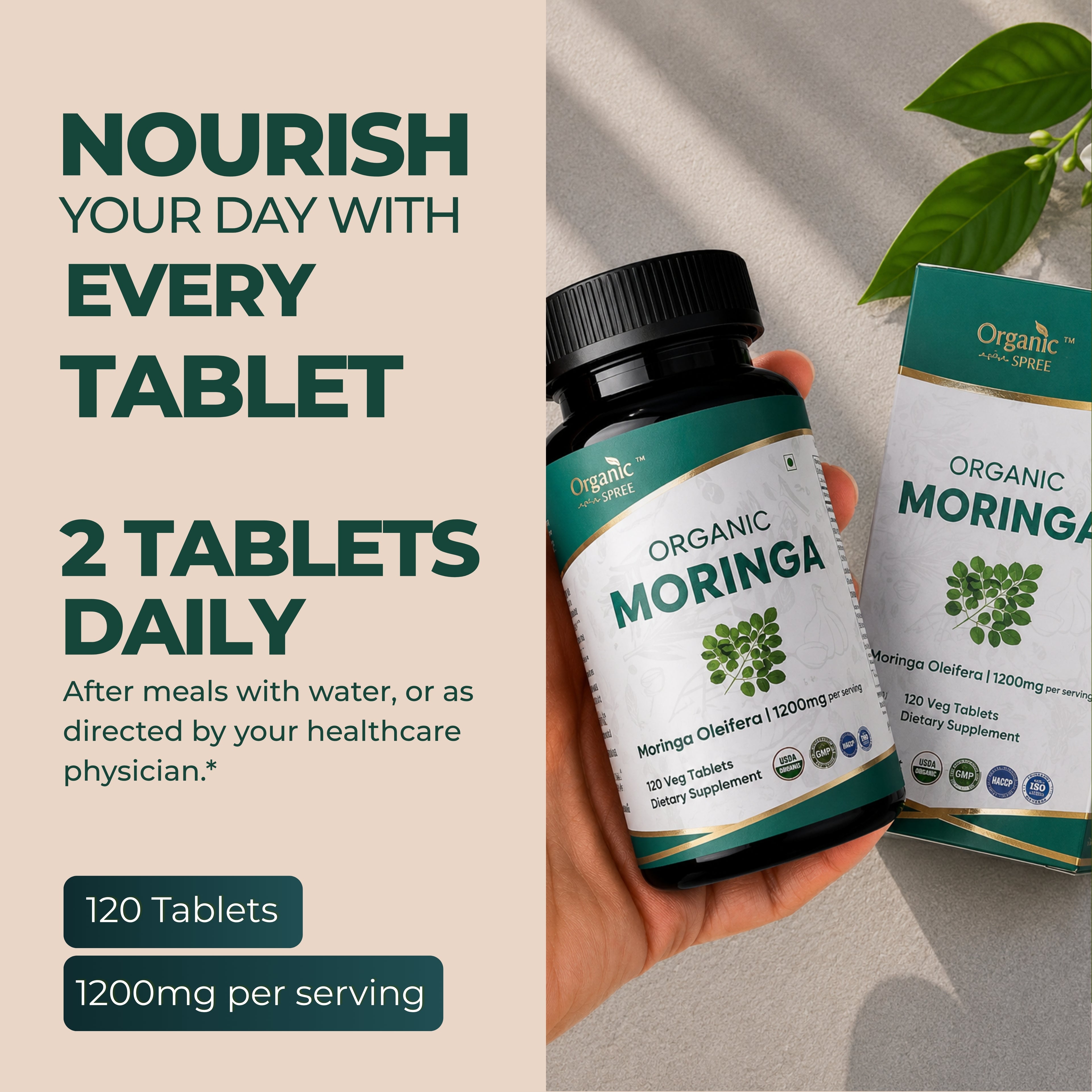 Organic Spree Moringa 120 Tablets - Organic Certified