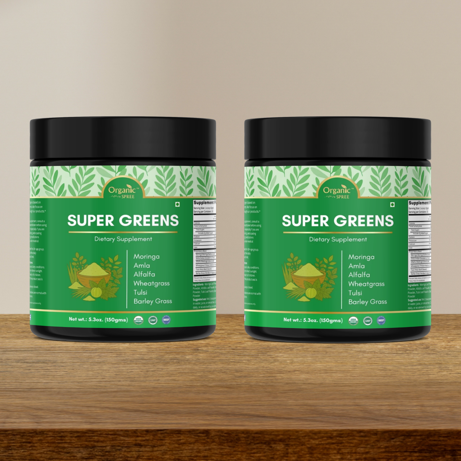 Organic Spree Super Greens Powder – 150 gm (5.3oz) | USDA Organic Certified