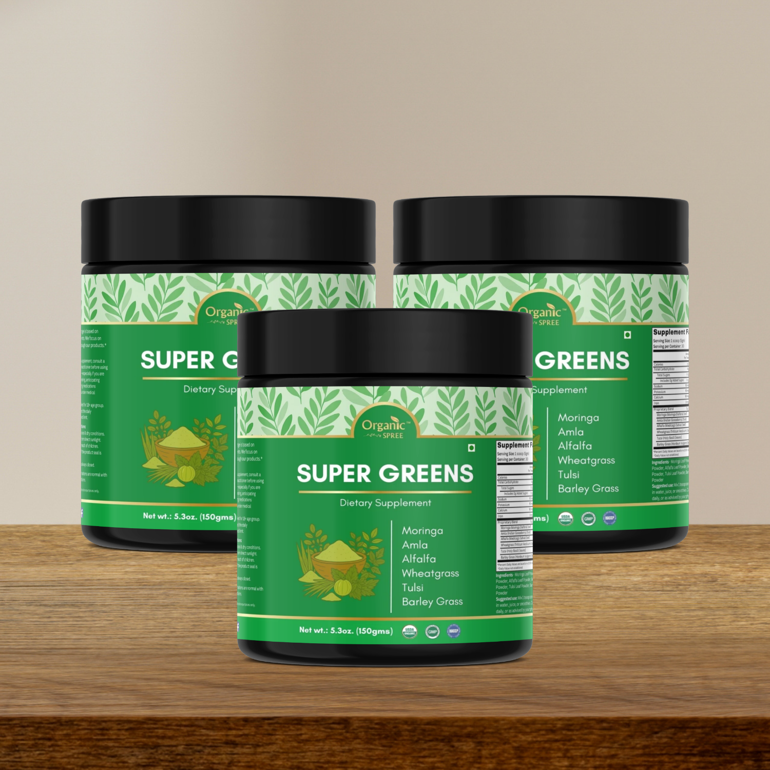 Organic Spree Super Greens Powder – 150 gm (5.3oz) | USDA Organic Certified