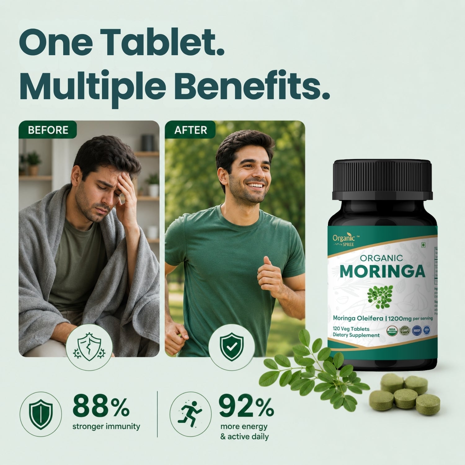 Organic Spree Moringa 120 Tablets - Organic Certified