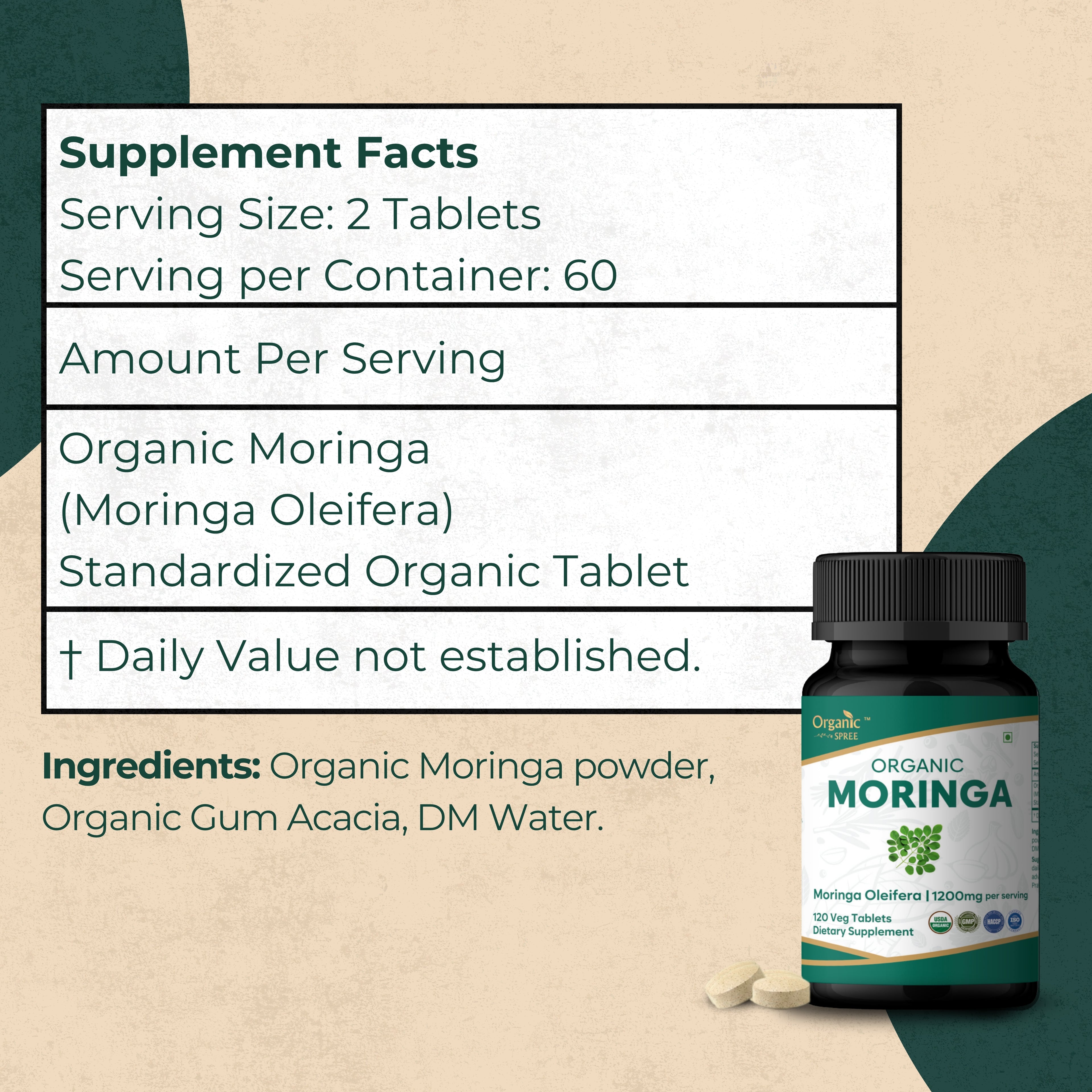 Organic Spree Moringa 120 Tablets - Organic Certified
