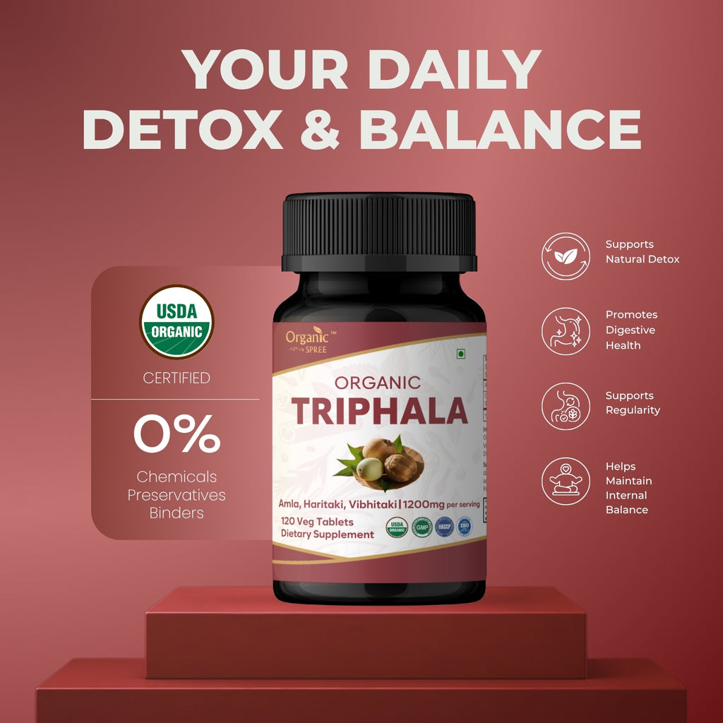 Organic Spree Triphala 120 Tablets | USDA Organic Certified