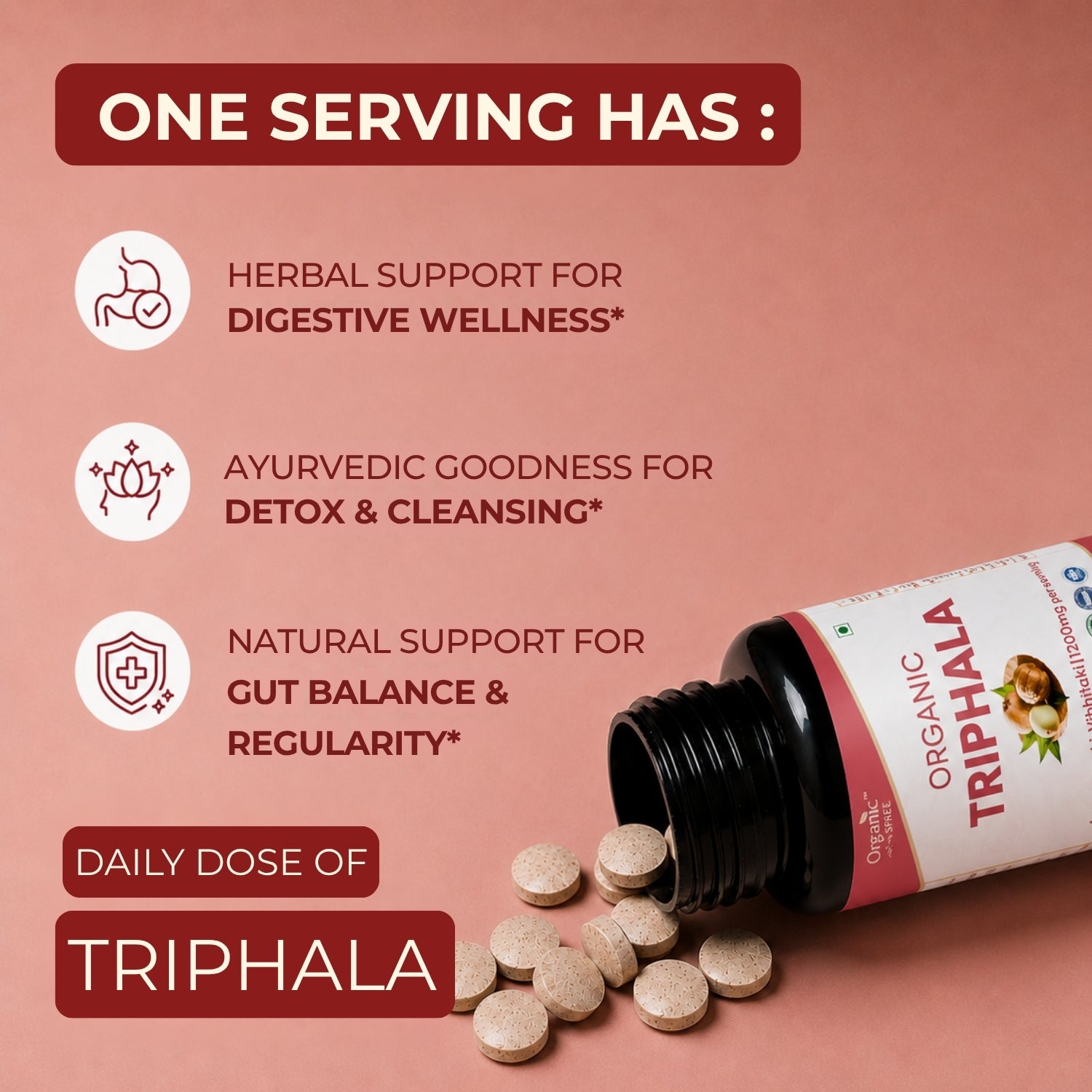 Organic Spree Triphala 120 Tablets | USDA Organic Certified