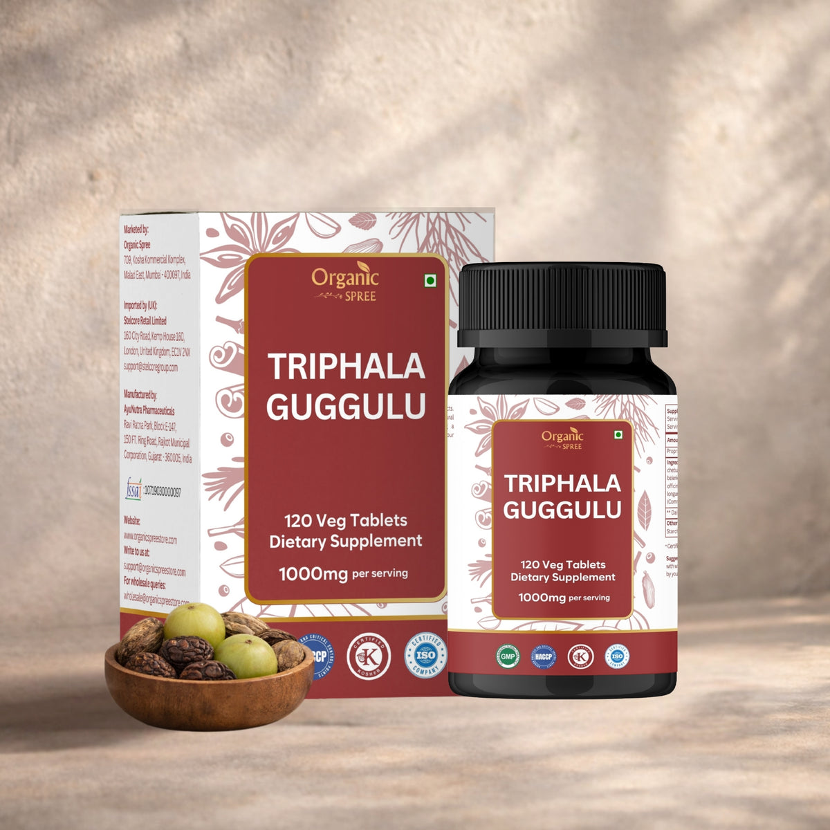 Organic Spree Triphala Guggulu 120 Tablets - GMP Certified
