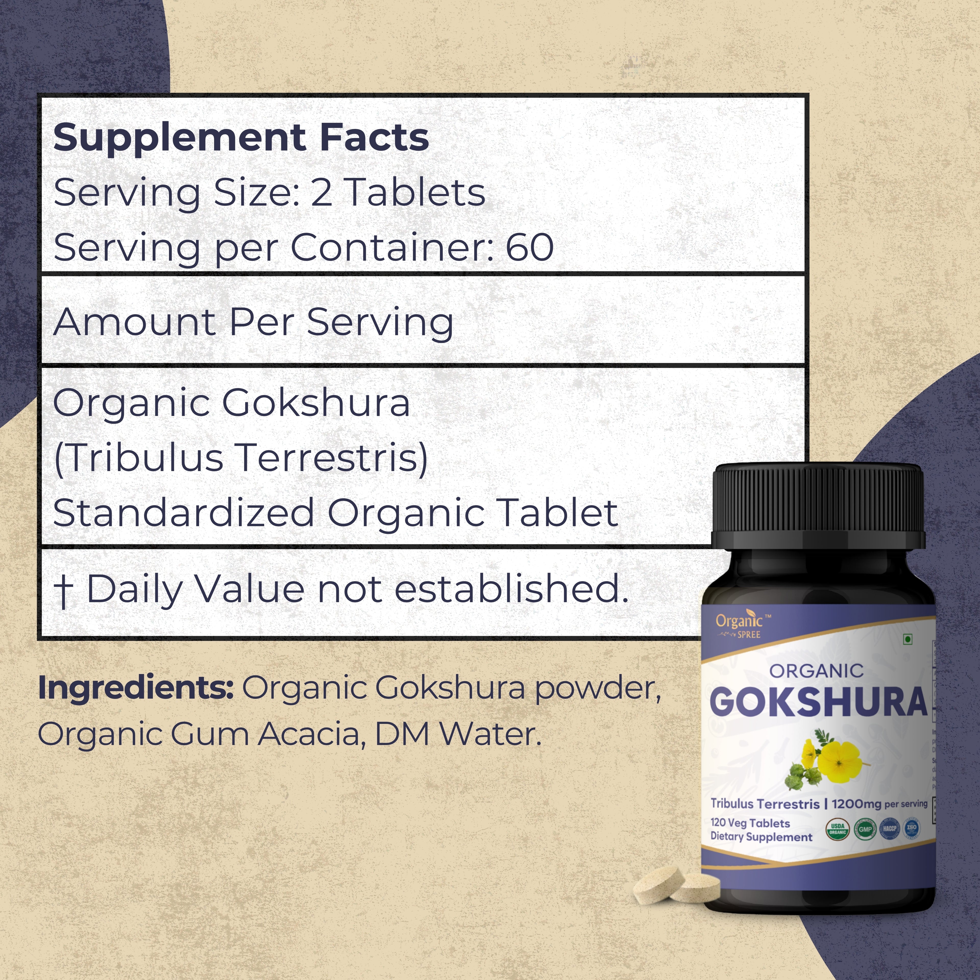 Organic Spree Gokshura 120 Tablets - Organic Certified