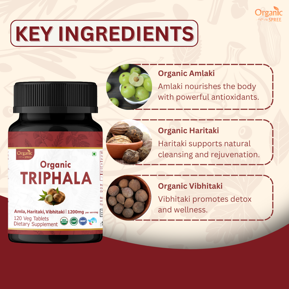 Organic Spree Triphala 120 Tablets | USDA Organic Certified