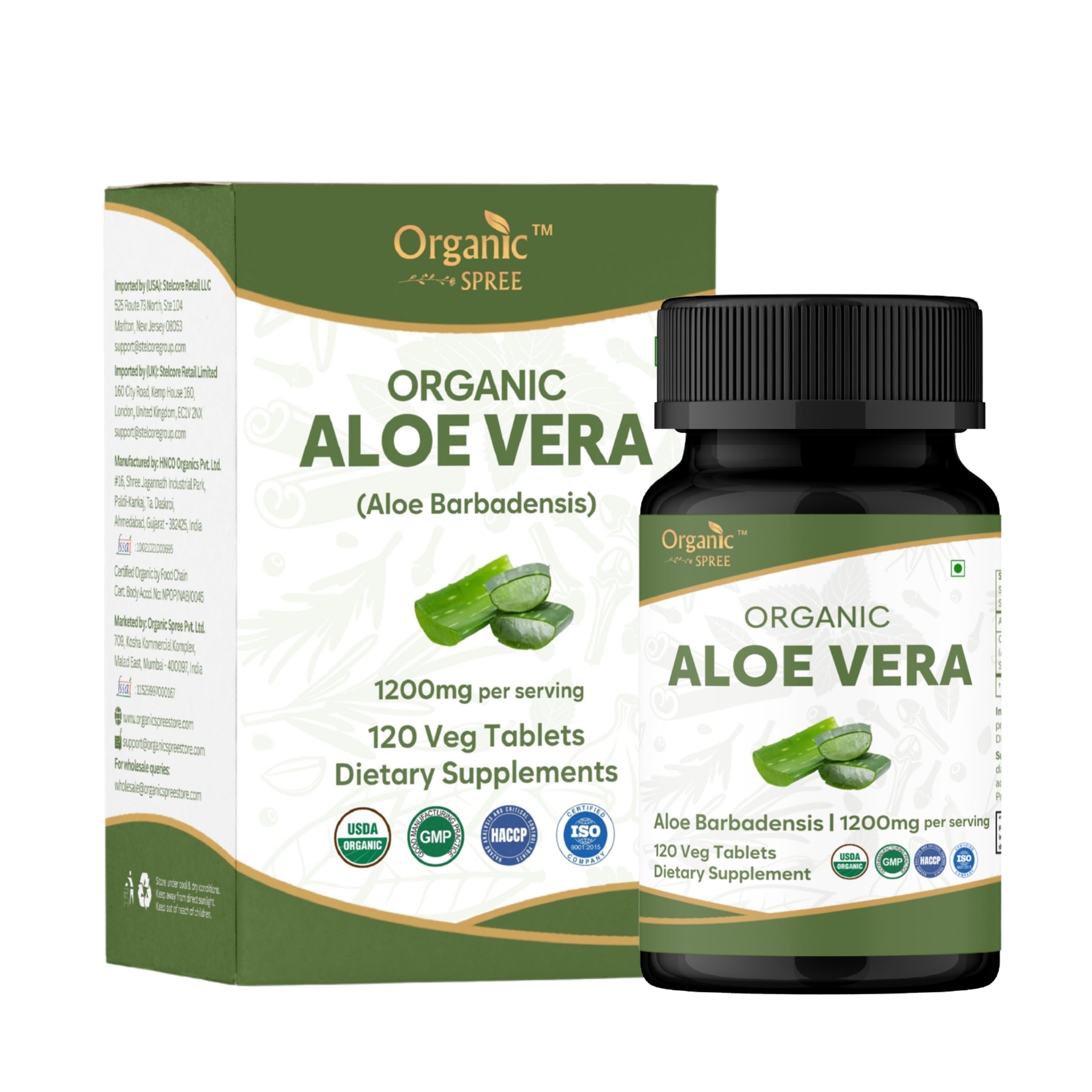 Organic Spree Aloe Vera 120 Tablets | Organic Certified
