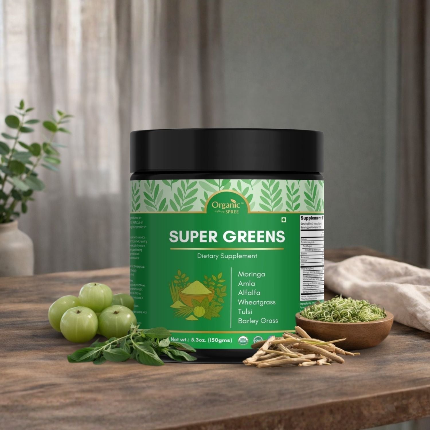 Organic Spree Super Greens Powder – 150 gm (5.3oz) | USDA Organic Certified