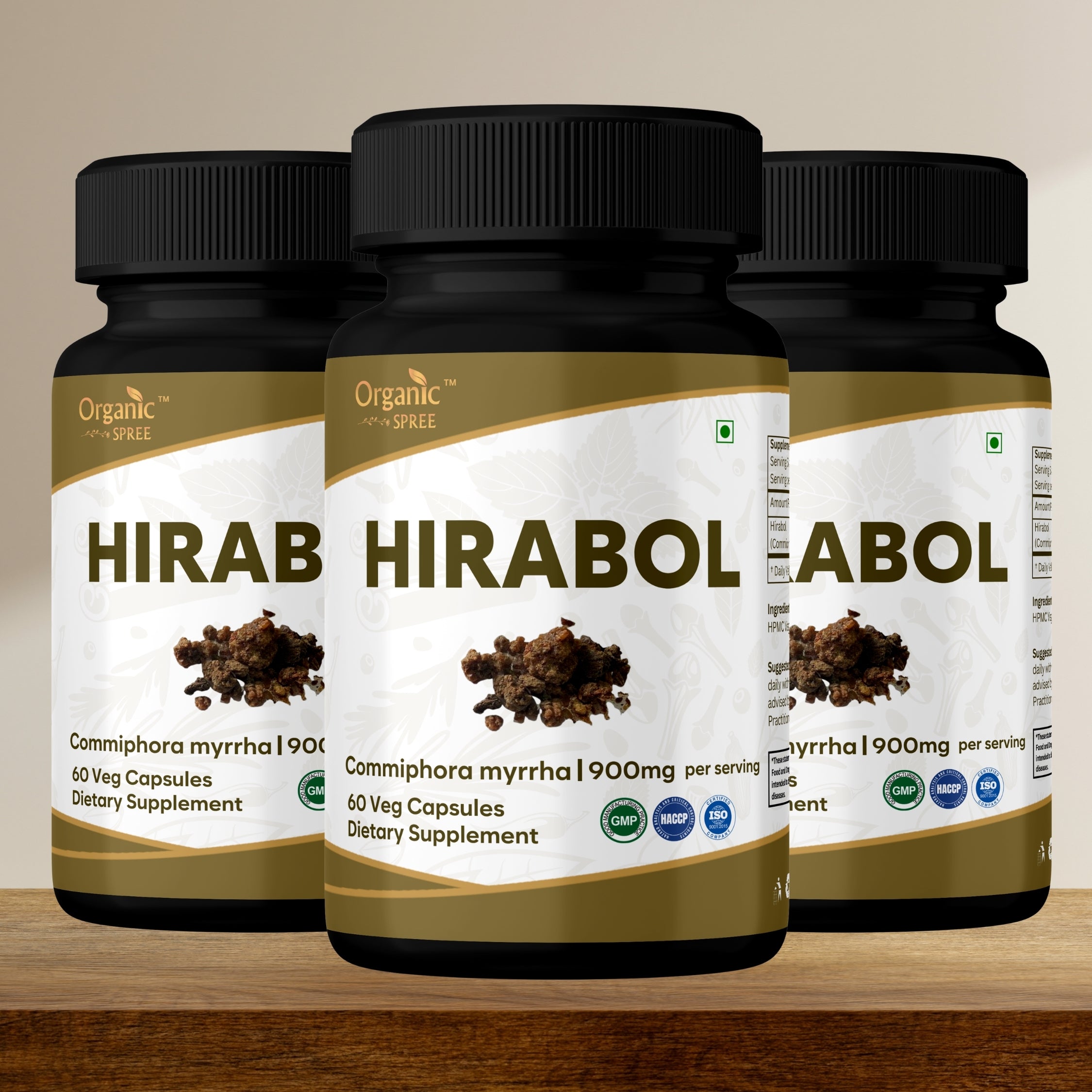 Organic Spree Hirabol 60 Capsules | Commiphora myrrha - GMP Certified