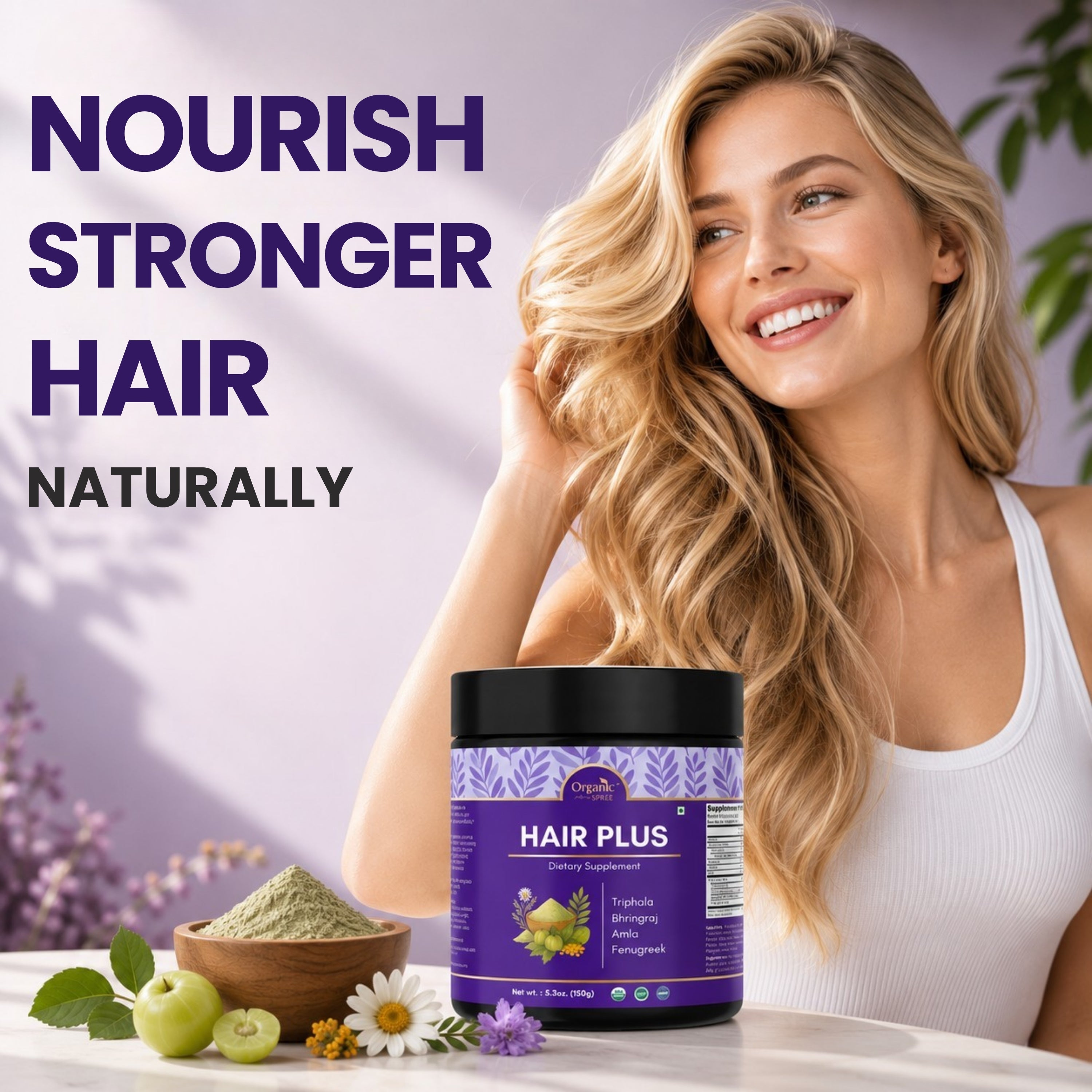 Organic Spree Hair Plus Powder – 150 gm (5.3oz) | USDA Organic Certified