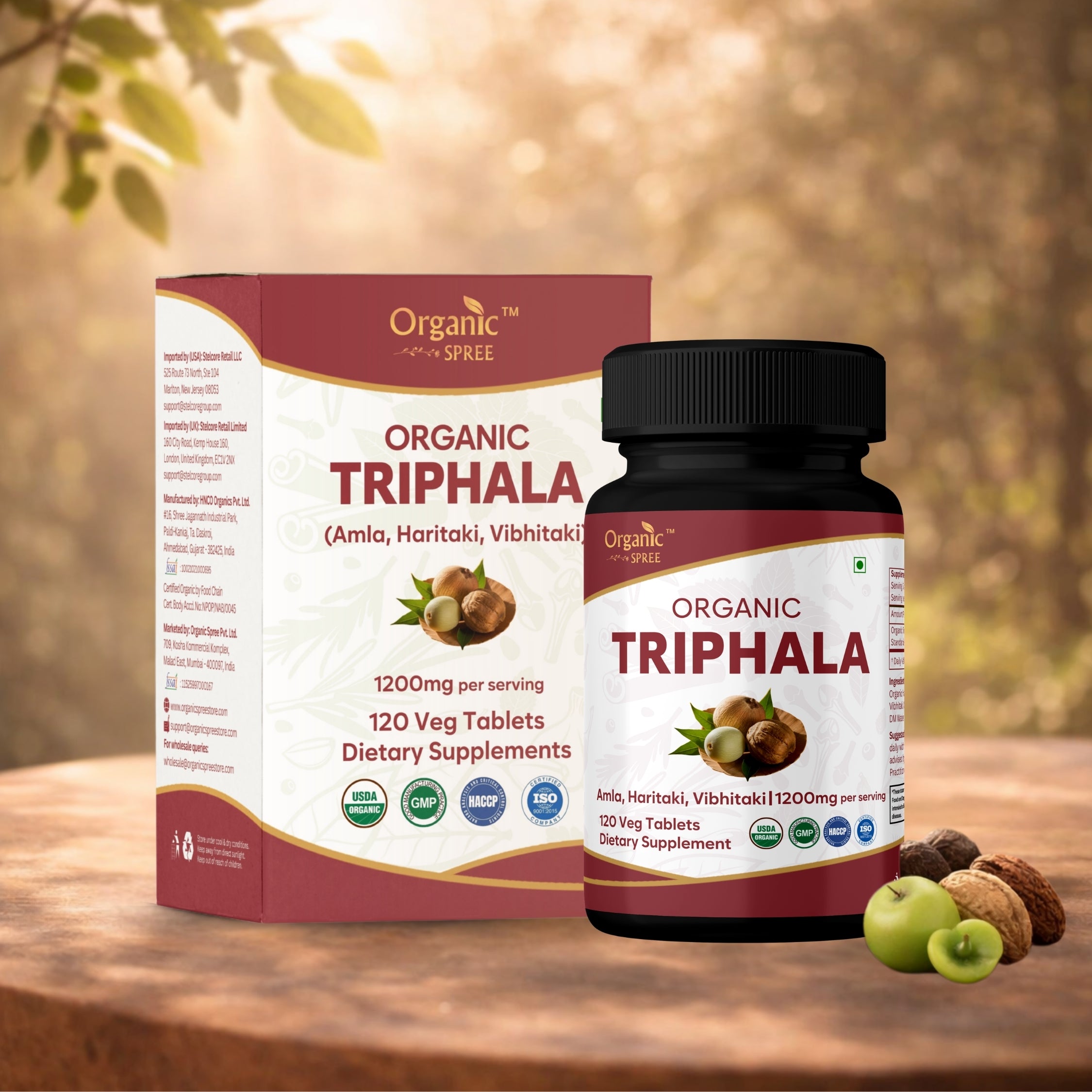 Organic Spree Triphala 120 Tablets | USDA Organic Certified