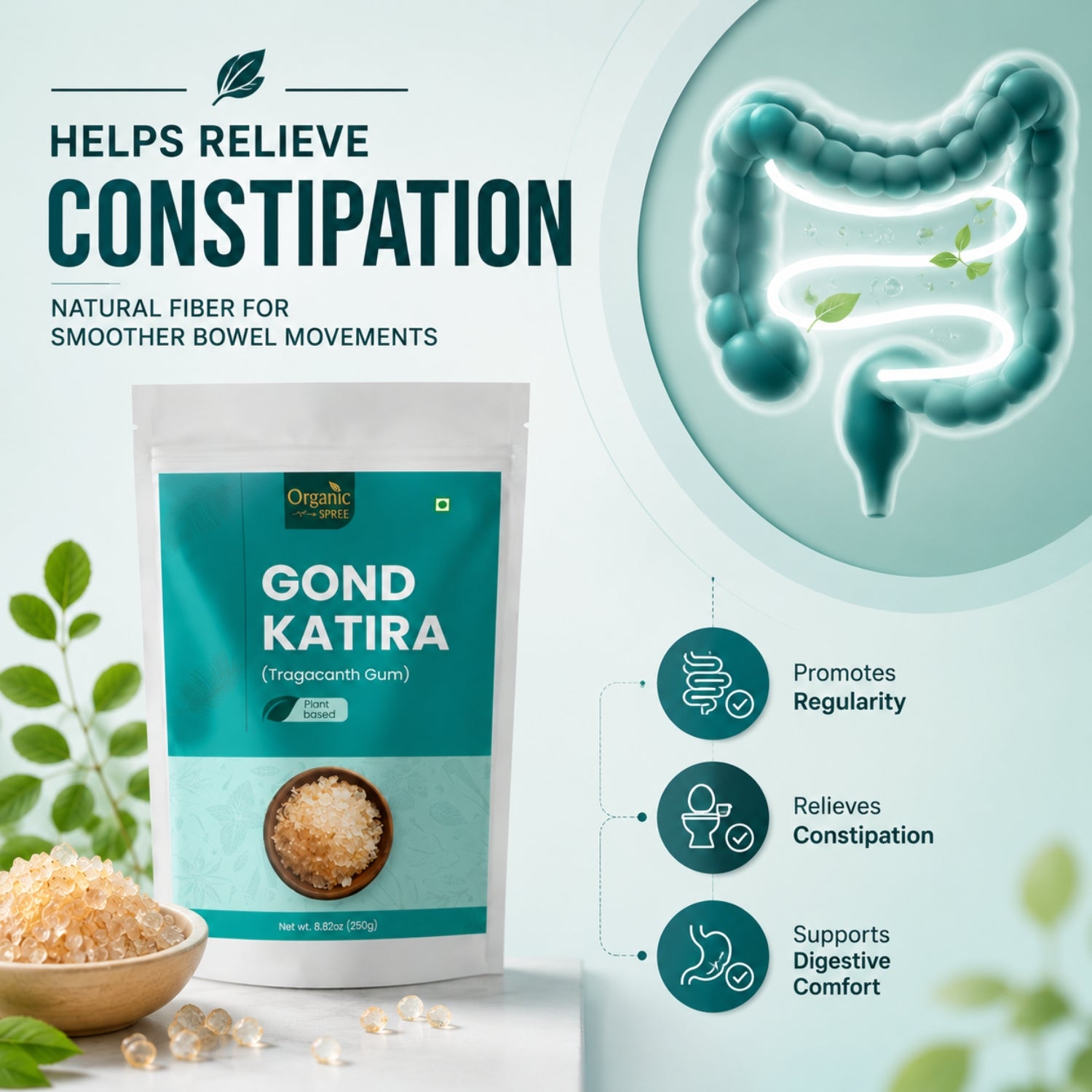 Organic Spree Gond Katira 250grams (8.81 oz) - Tragacanth Gum