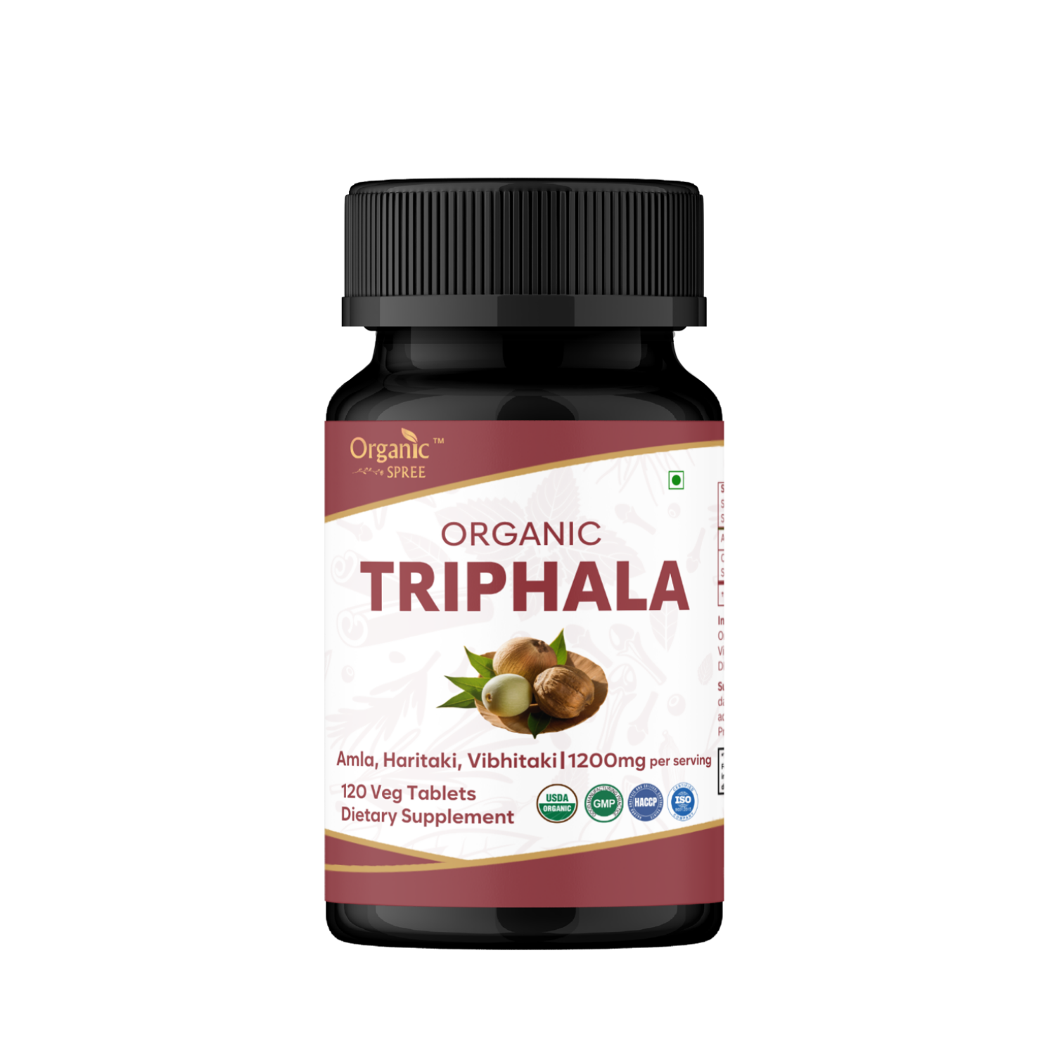 Organic Spree Triphala 120 Tablets | USDA Organic Certified
