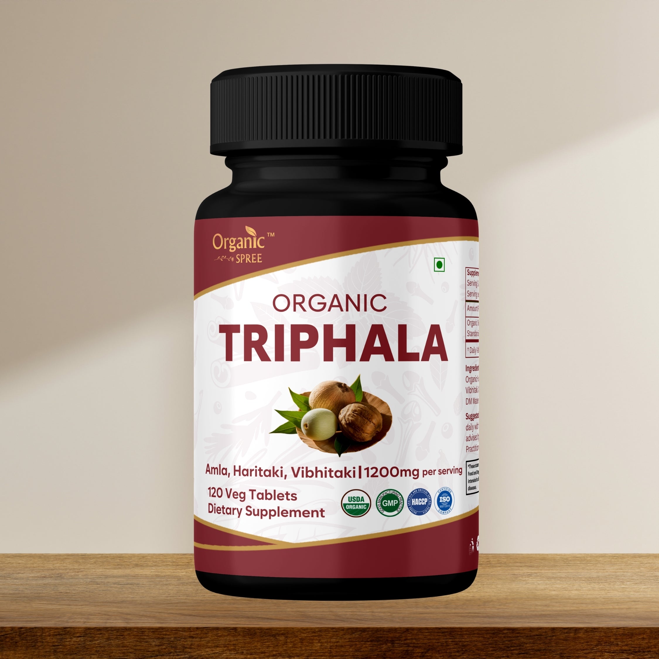 Organic Spree Triphala 120 Tablets | USDA Organic Certified