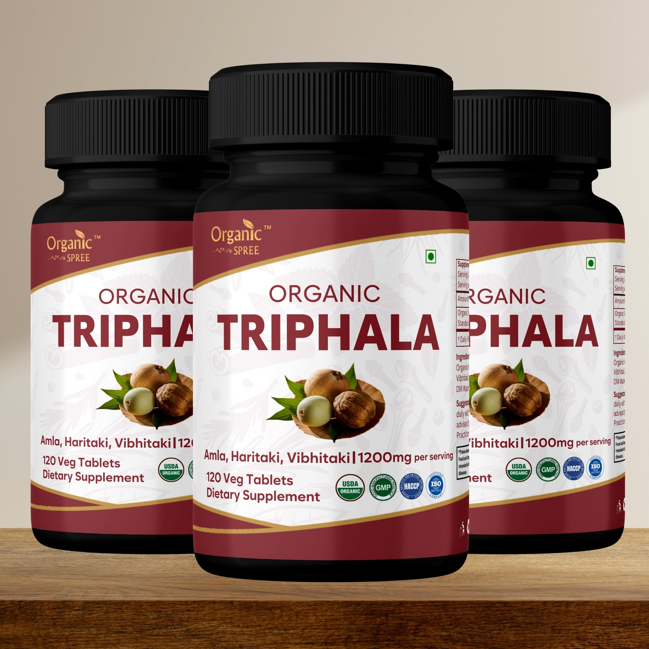 Organic Spree Triphala 120 Tablets | USDA Organic Certified