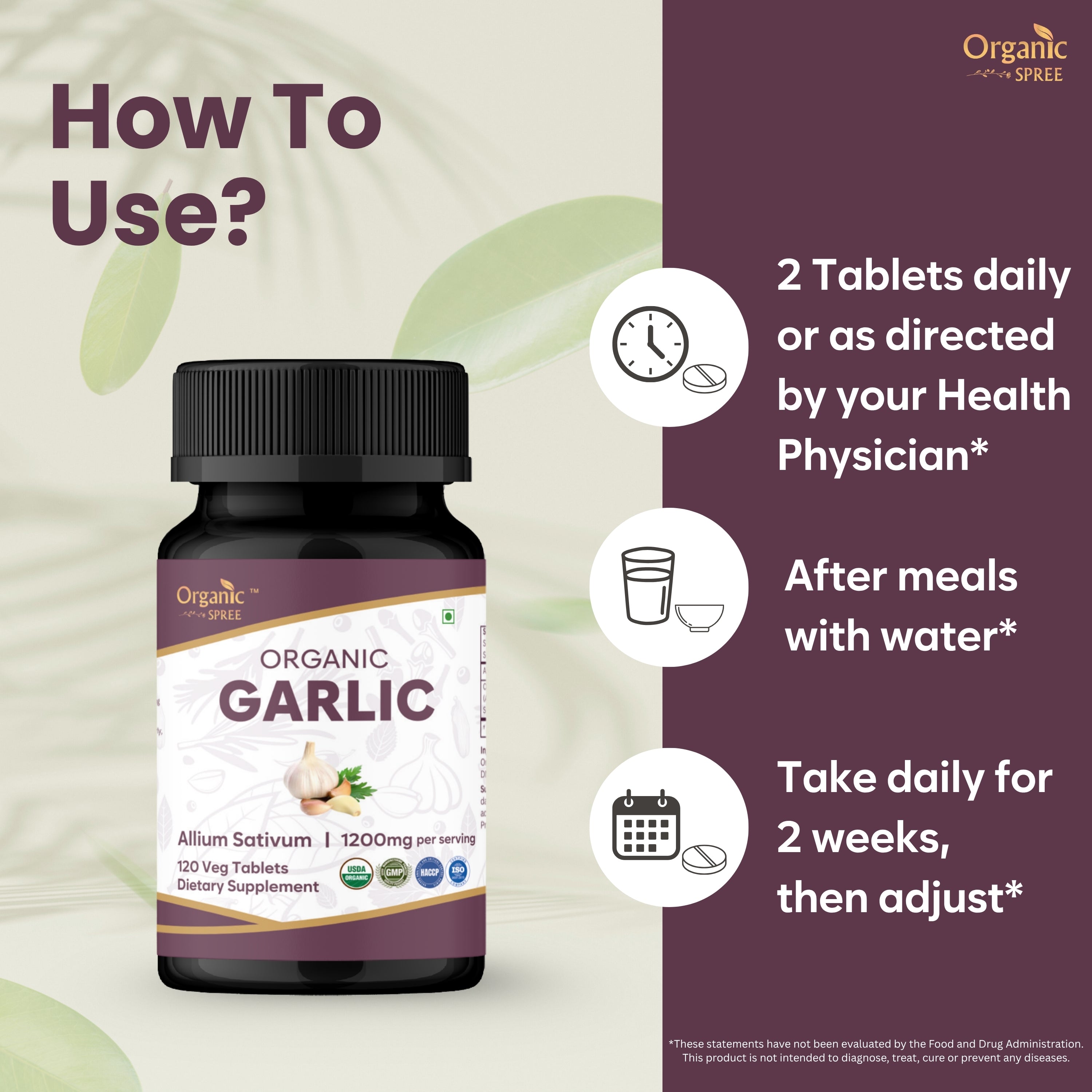Organic Spree Garlic 120 Tablets - Organic Certified