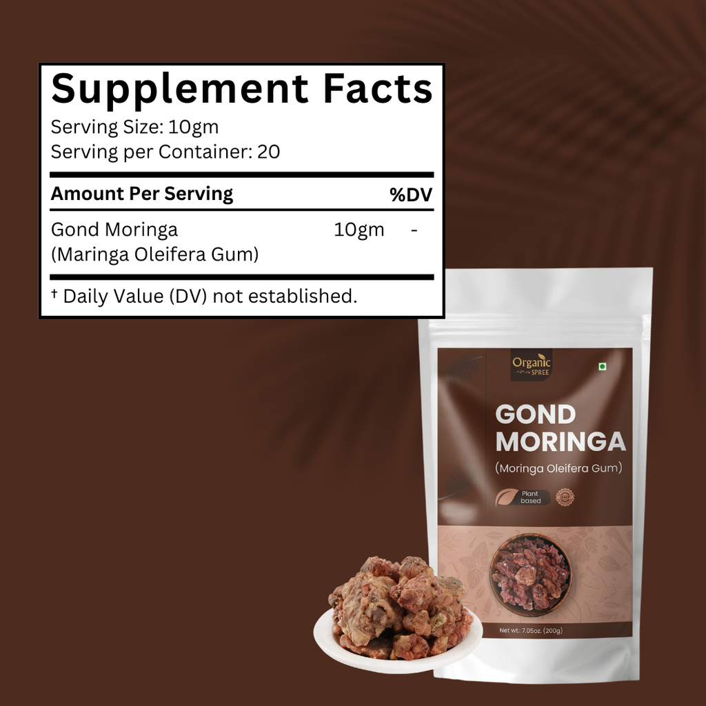 Organic Spree Gond Moringa 200 grams (7.05oz) | Moringa Oleifera Gum - GMP Certified