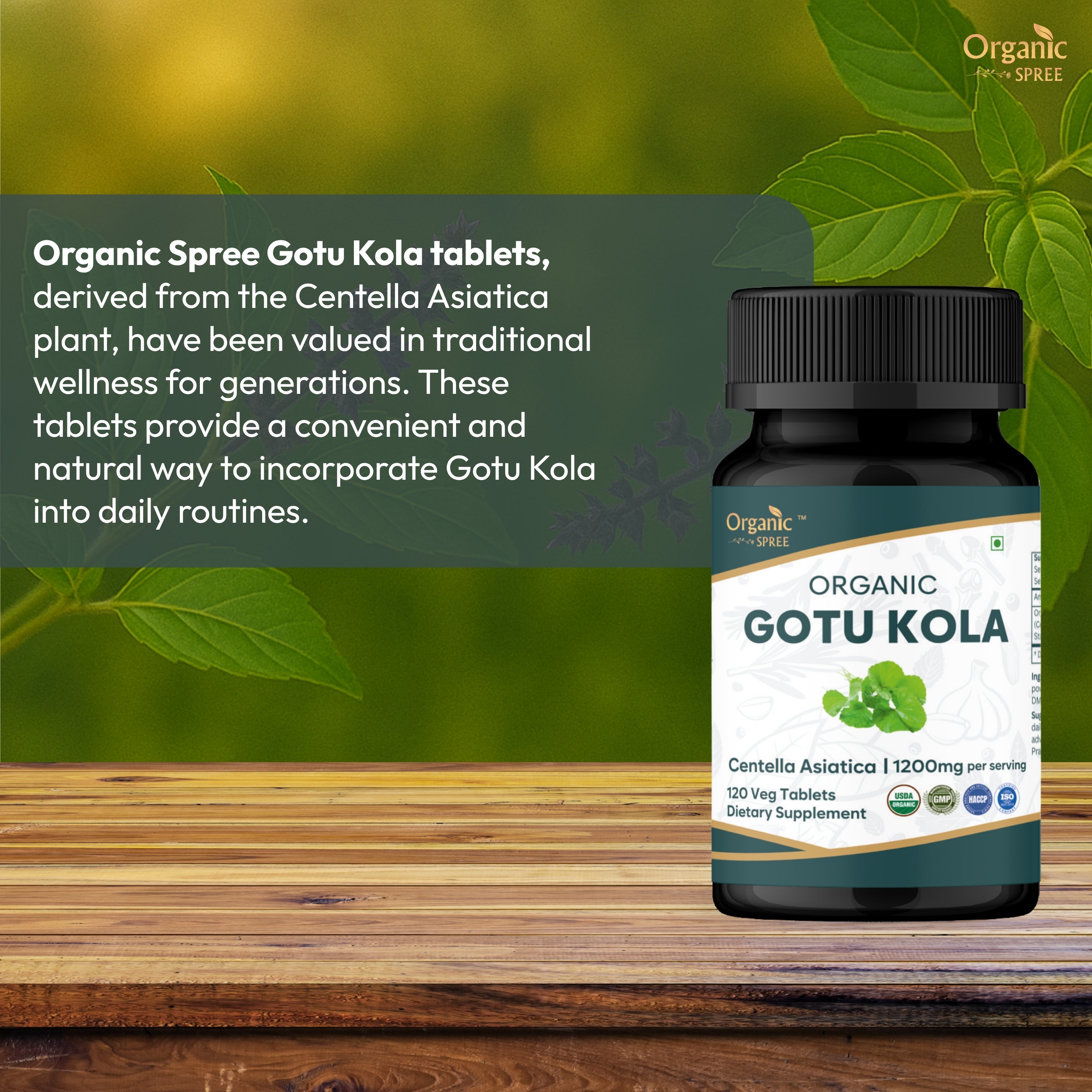 Organic Spree Gotu Kola 120 Tablets - Organic Certified