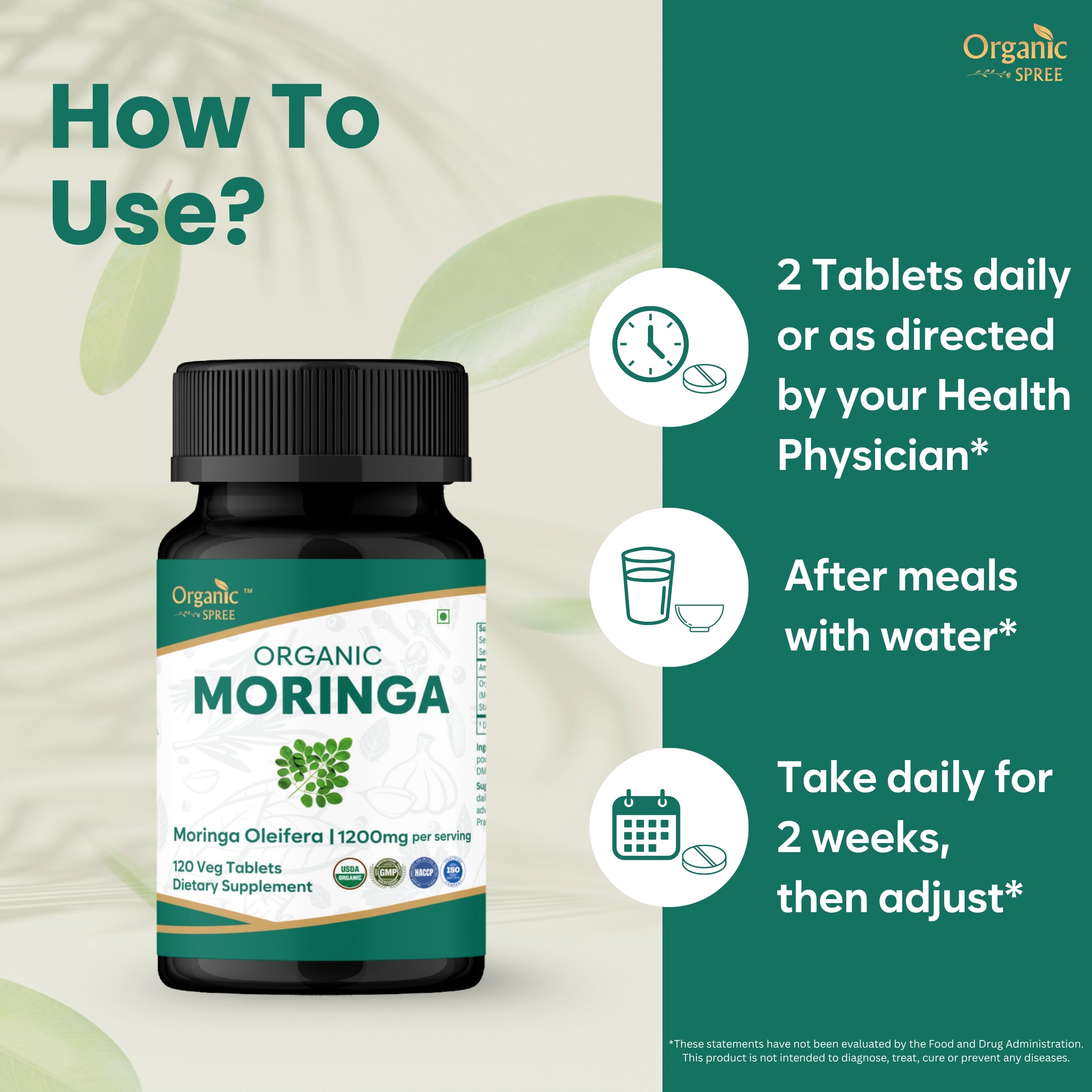 Organic Spree Moringa 120 Tablets - Organic Certified