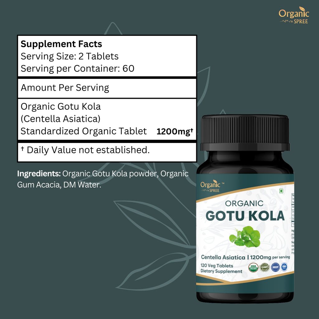 Organic Spree Gotu Kola 120 Tablets - Organic Certified