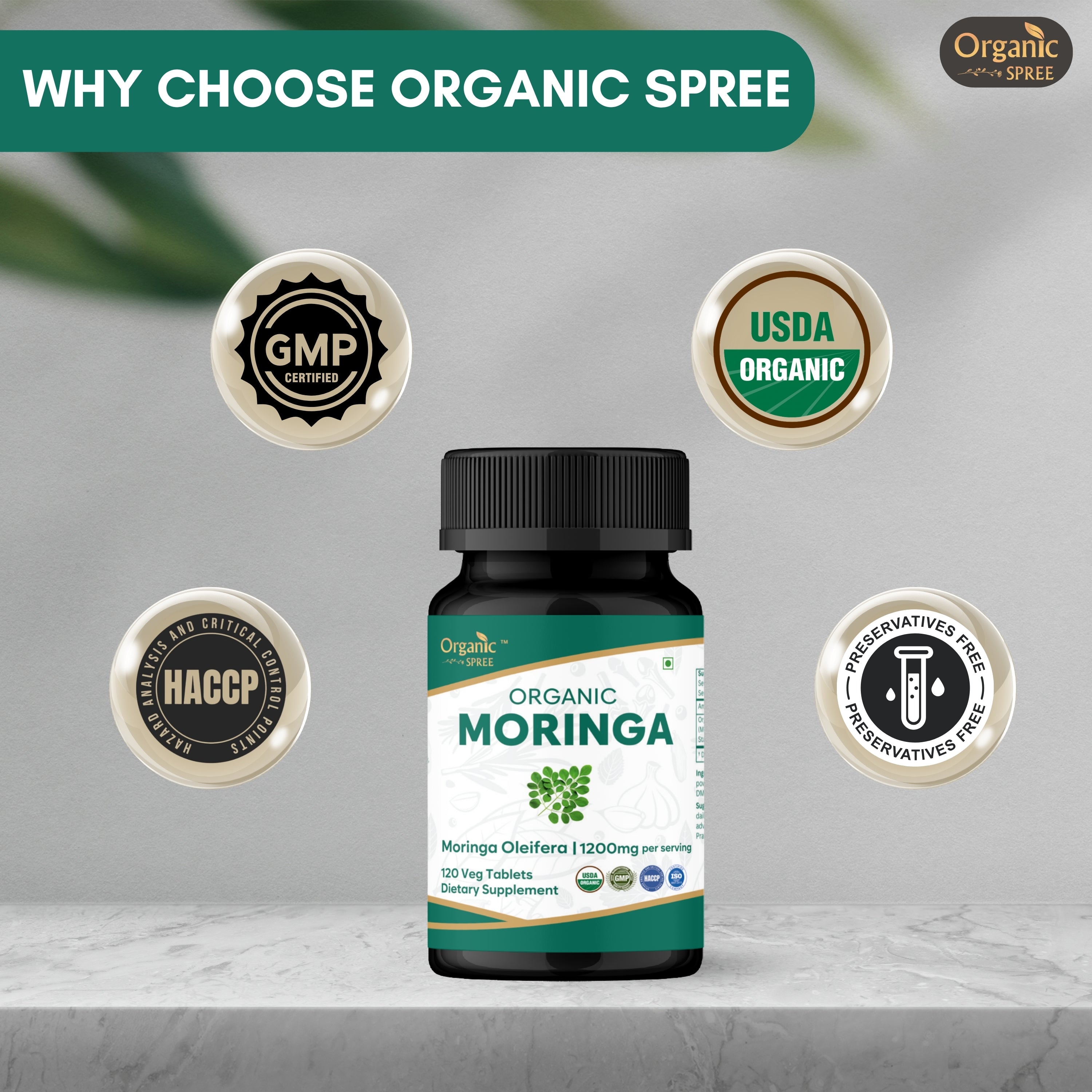 Organic Spree Moringa 120 Tablets - Organic Certified