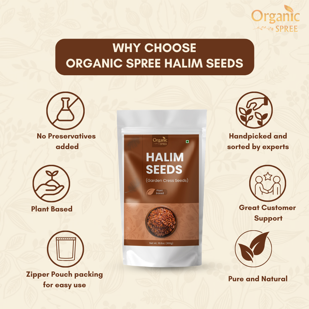 Organic Spree Halim Seeds 300gm (10.6oz) - Garden Cress Seeds