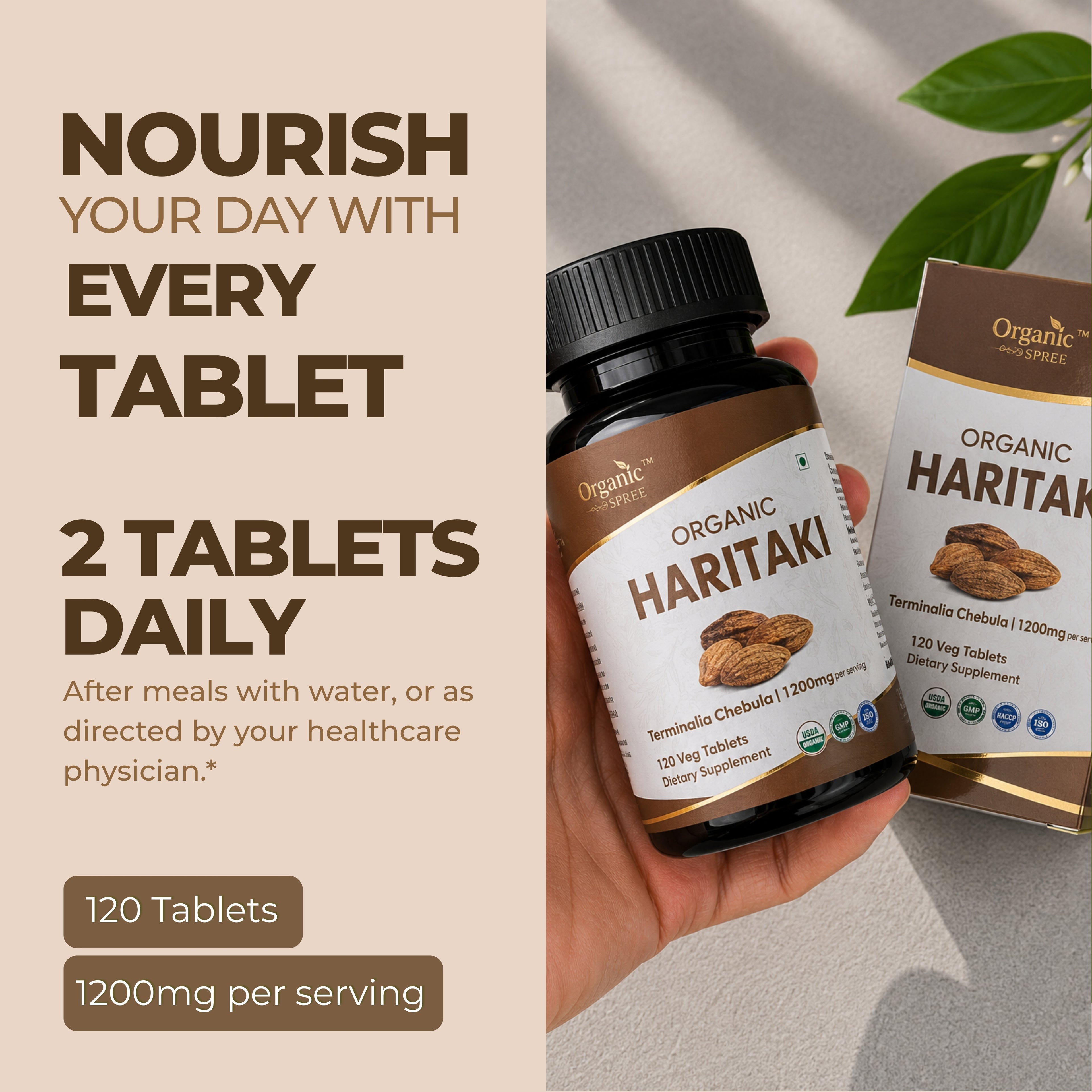 Organic Spree Haritaki 120 Tablets - Organic Certified