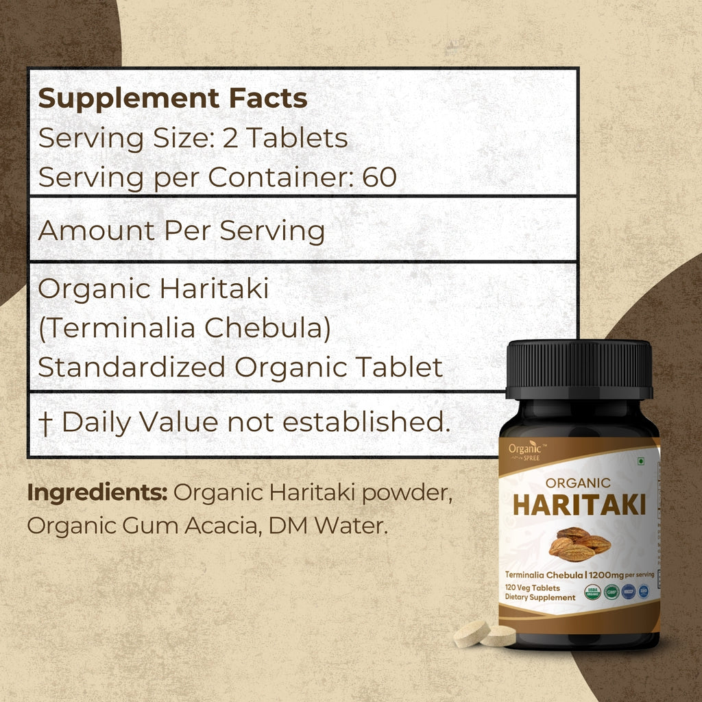 Organic Spree Haritaki 120 Tablets - Organic Certified
