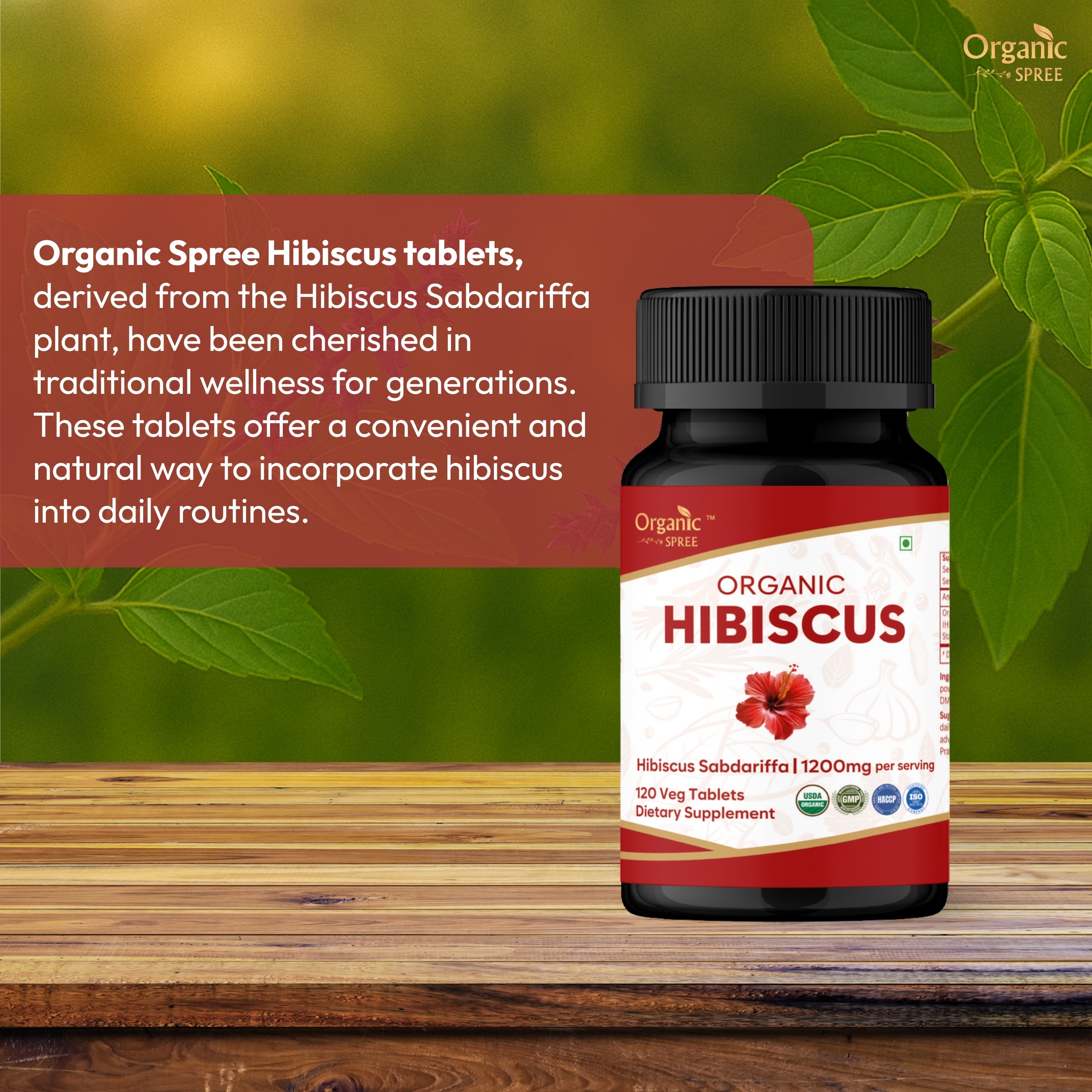 Organic Hibiscus 120 Tablets - Organic Certified