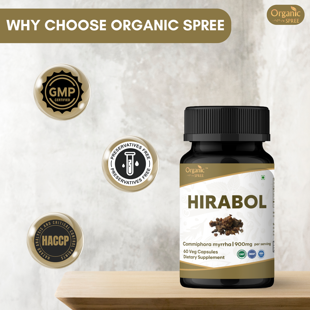 Organic Spree Hirabol 60 Capsules | Commiphora myrrha - GMP Certified