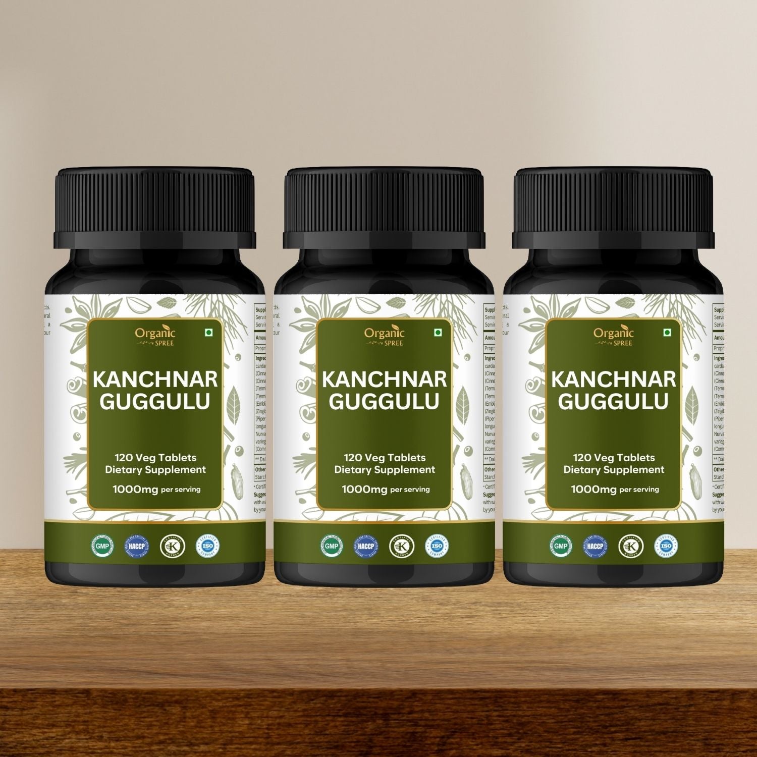 Organic Spree Kanchnar Guggulu 120 Tablets - GMP Certified