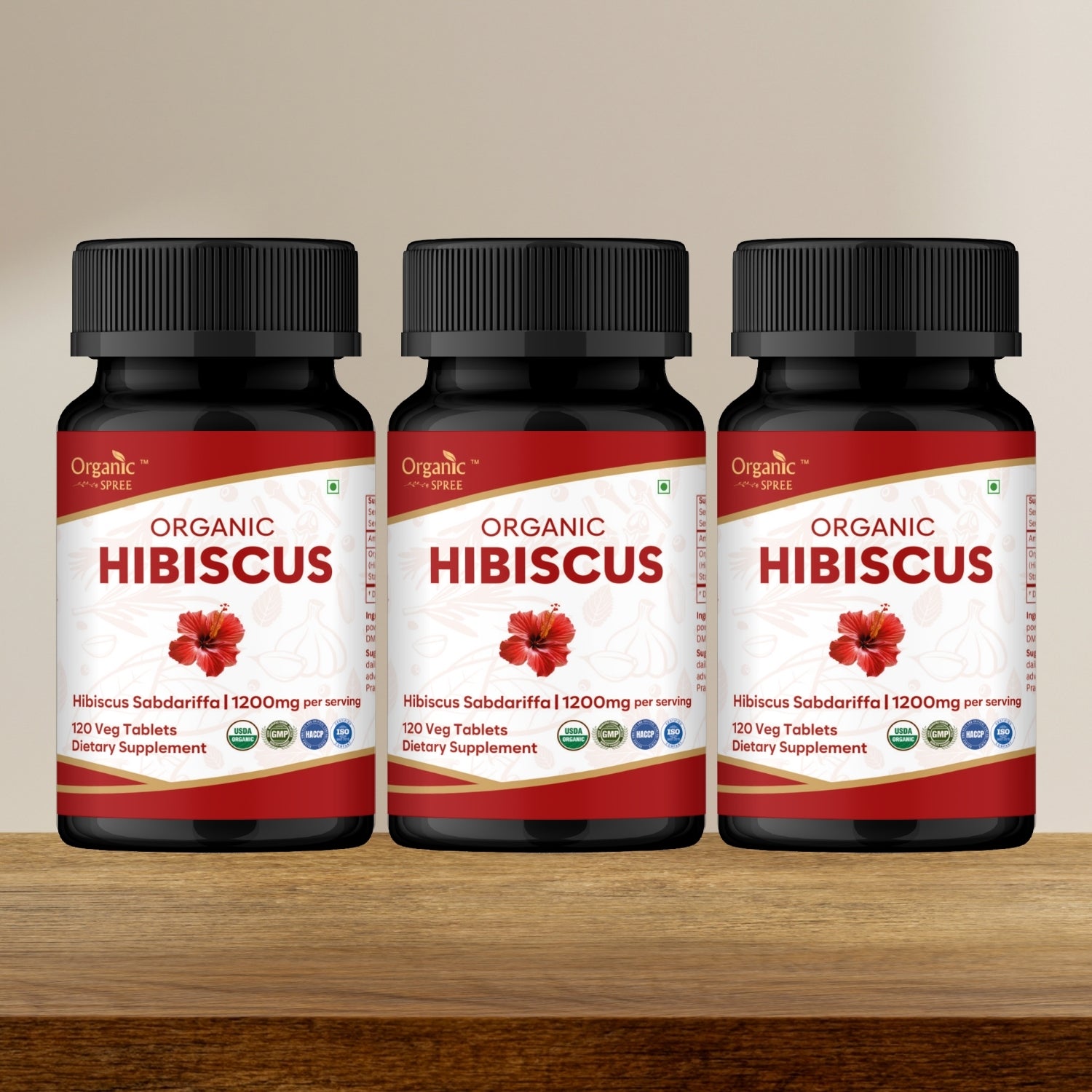 Organic Hibiscus 120 Tablets - Organic Certified
