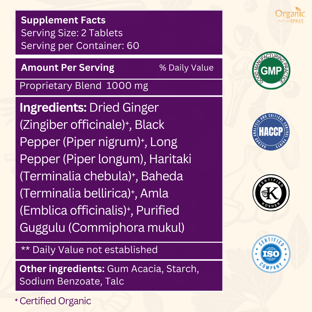 Organic Spree Medohar Guggulu 120 Tablets - GMP Certified