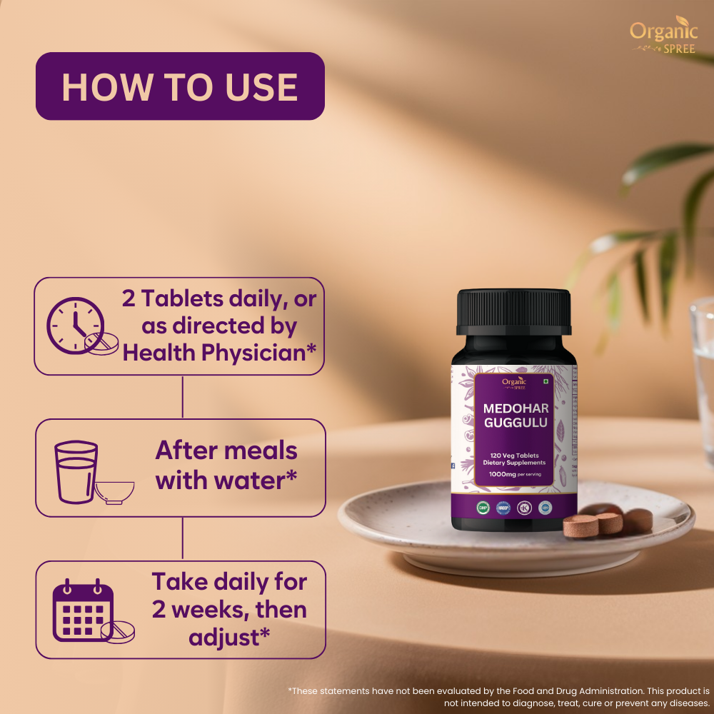 Organic Spree Medohar Guggulu 120 Tablets - GMP Certified