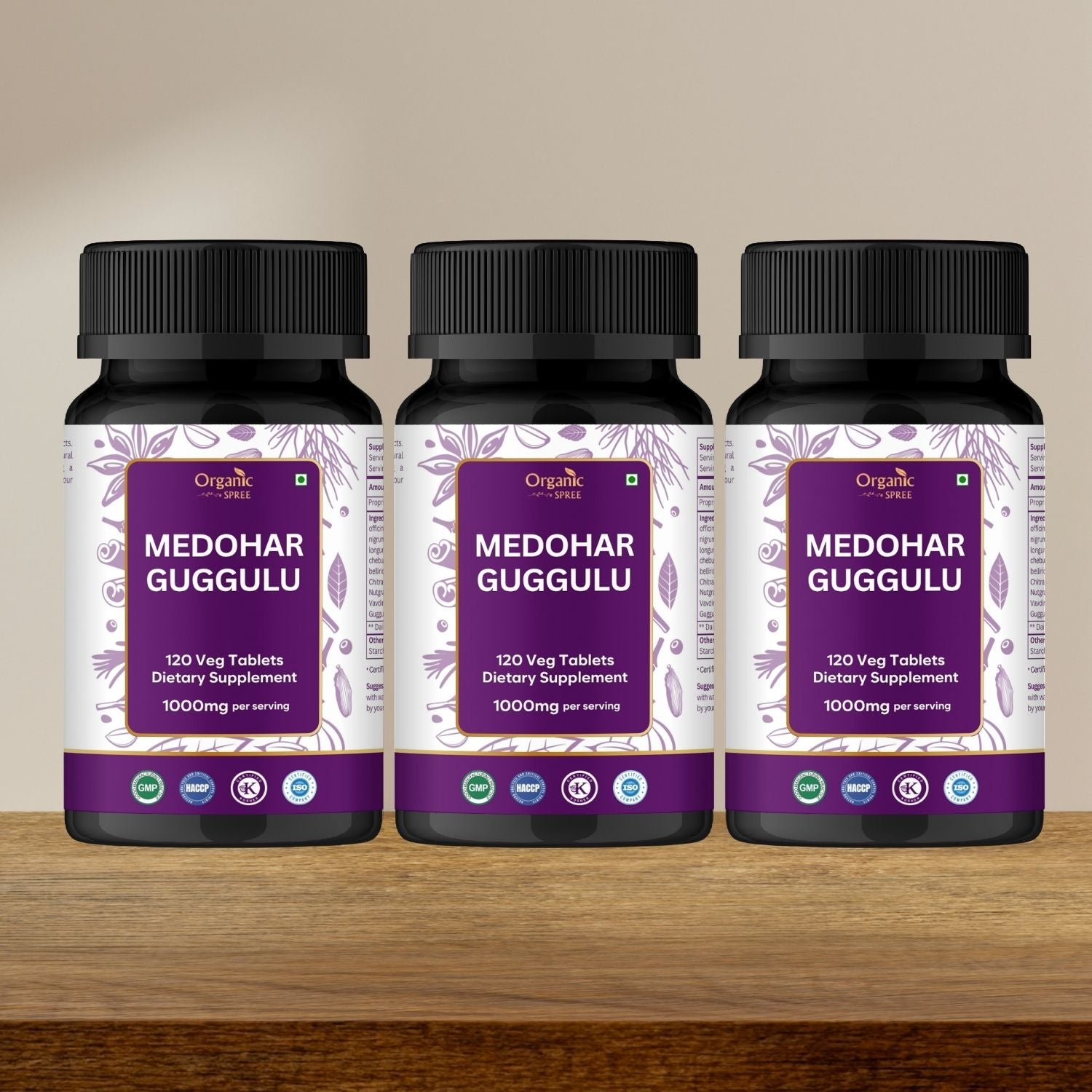 Organic Spree Medohar Guggulu 120 Tablets - GMP Certified