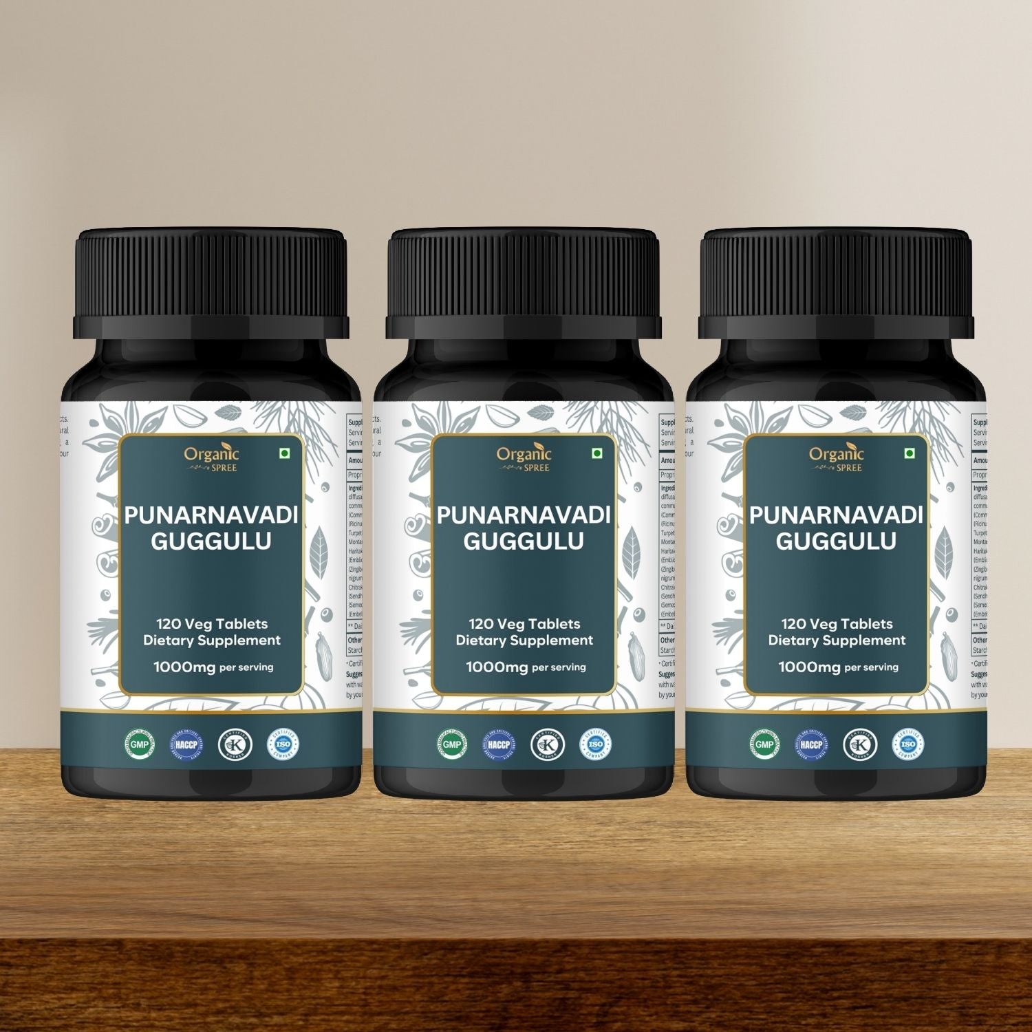 Organic Spree Punarnavadi Guggulu 120 Tablets - GMP Certified