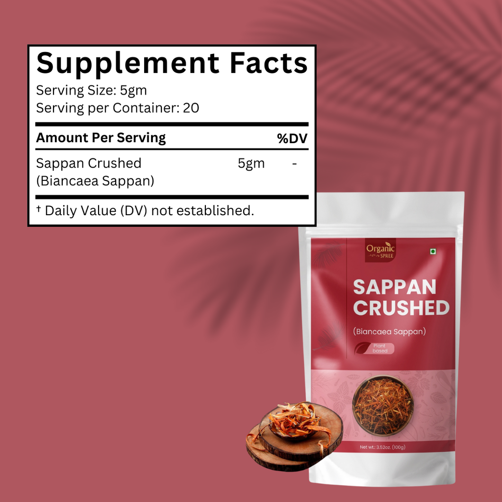 Organic Spree Sappan Wood Crushed 100gm (3.52oz) - Biancaea Sappan