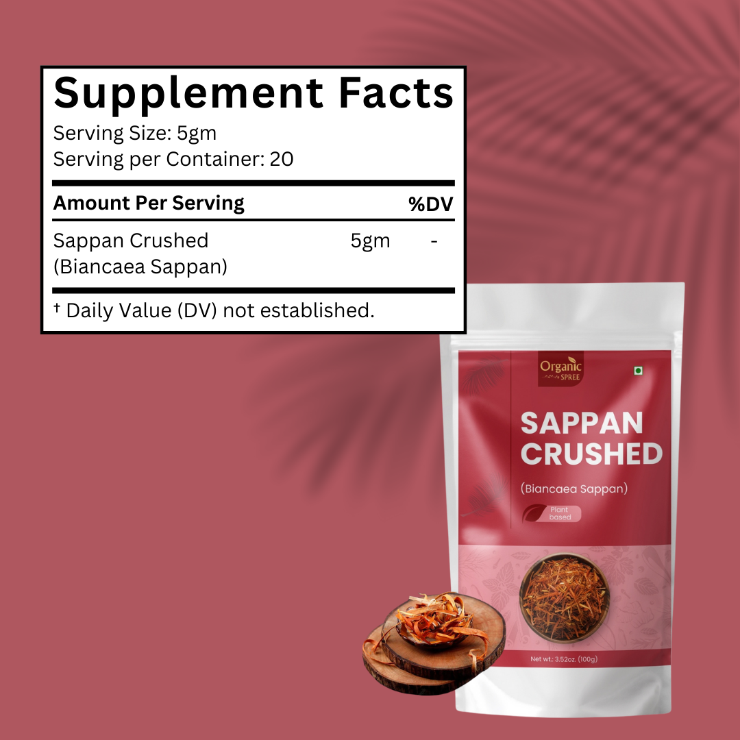 Organic Spree Sappan Wood Crushed 100gm (3.52oz) - Biancaea Sappan