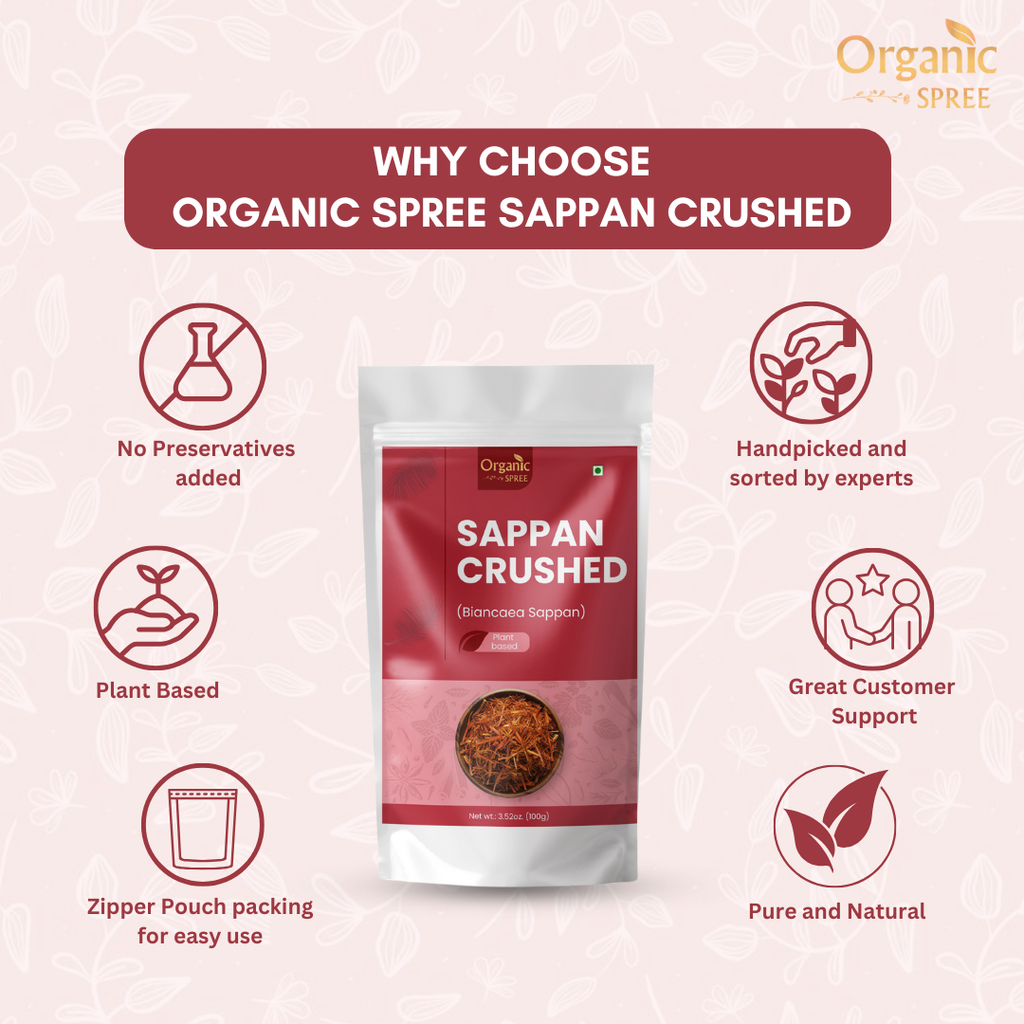 Organic Spree Sappan Wood Crushed 100gm (3.52oz) - Biancaea Sappan
