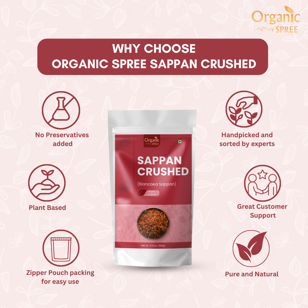 Organic Spree Sappan Wood Crushed 100gm (3.52oz) - Biancaea Sappan